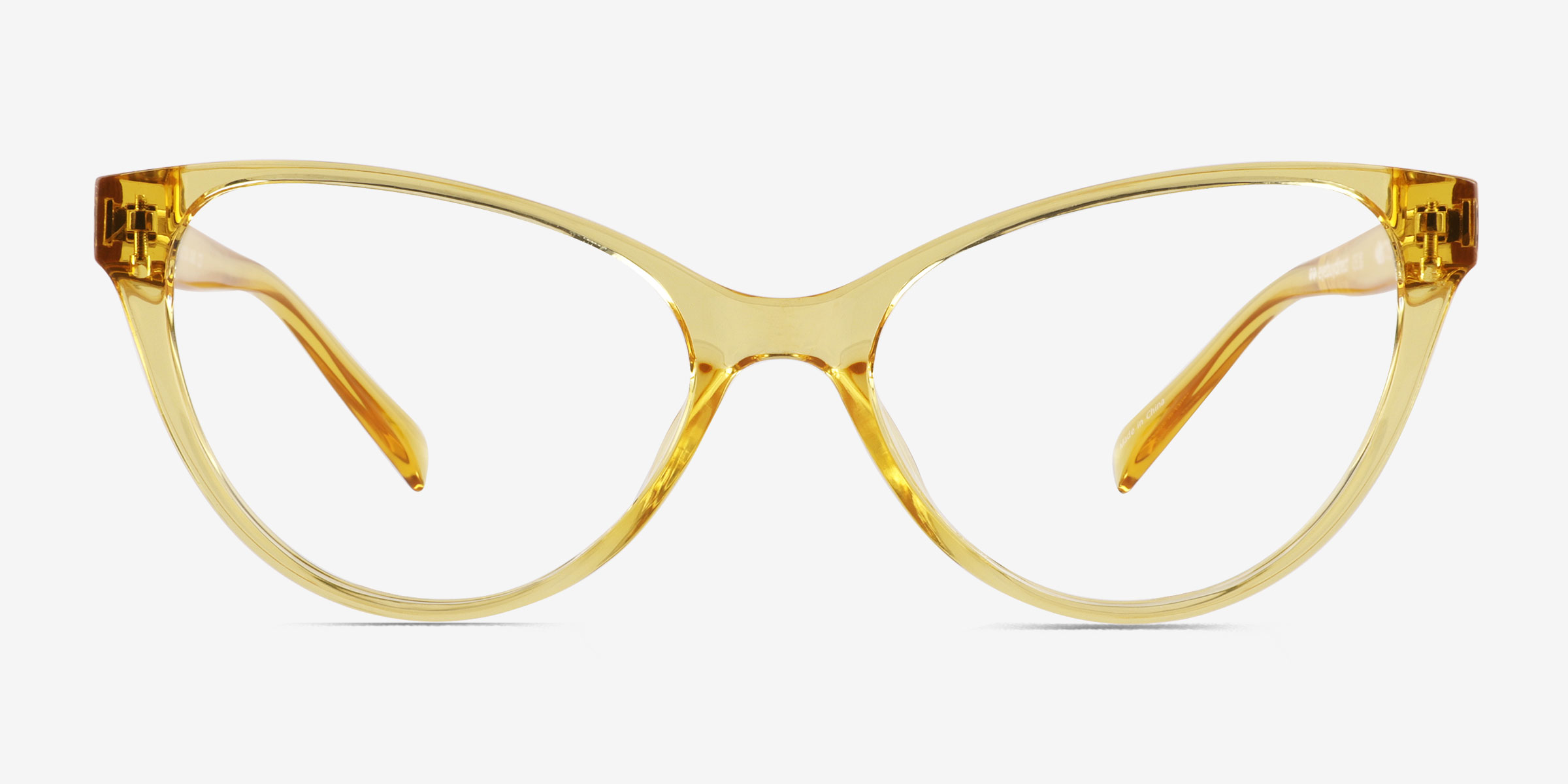 Lantana Clear Yellow PlastiqueMontures de lunettes de vue d'EyeBuyDirect, Vue de Face