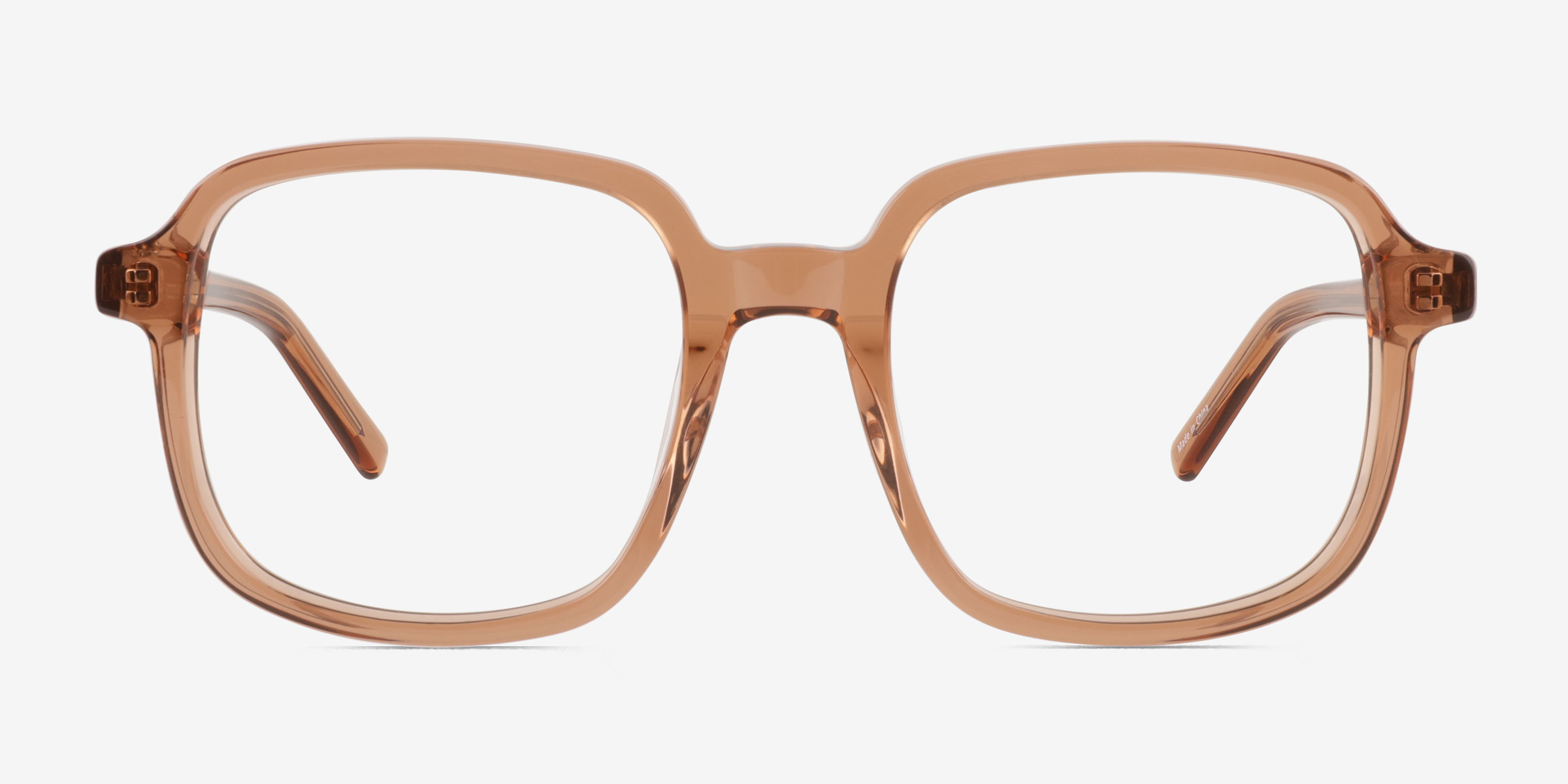 Gaston Clear Brown AcétateMontures de lunettes de vue d'EyeBuyDirect, Vue de Face