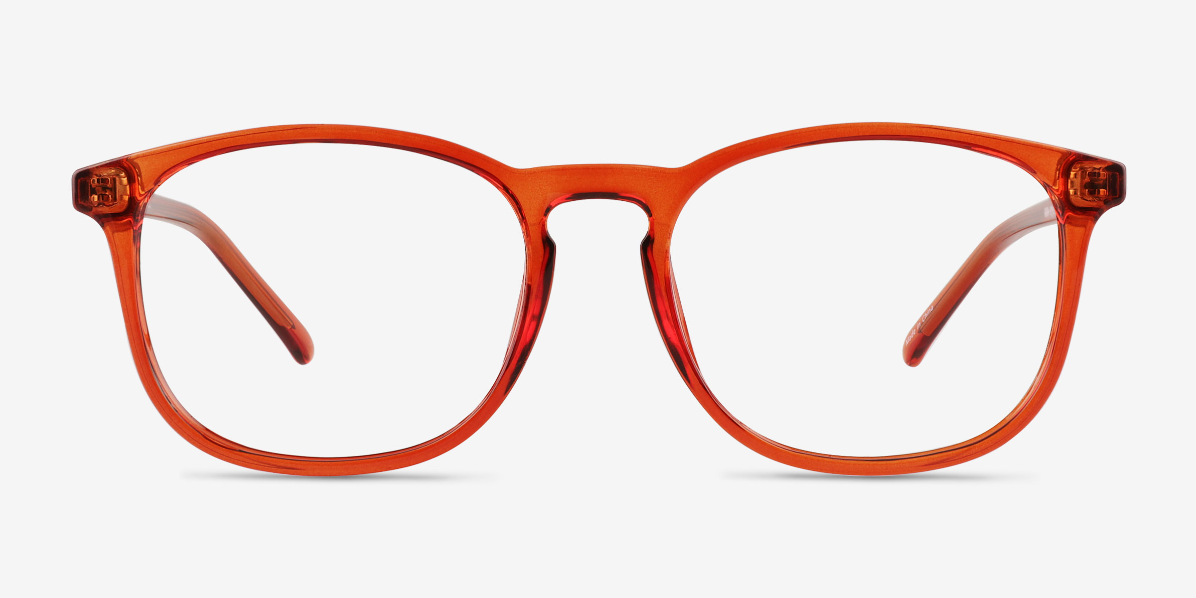 Larkin Clear Orange PlastiqueMontures de lunettes de vue d'EyeBuyDirect, Vue de Face