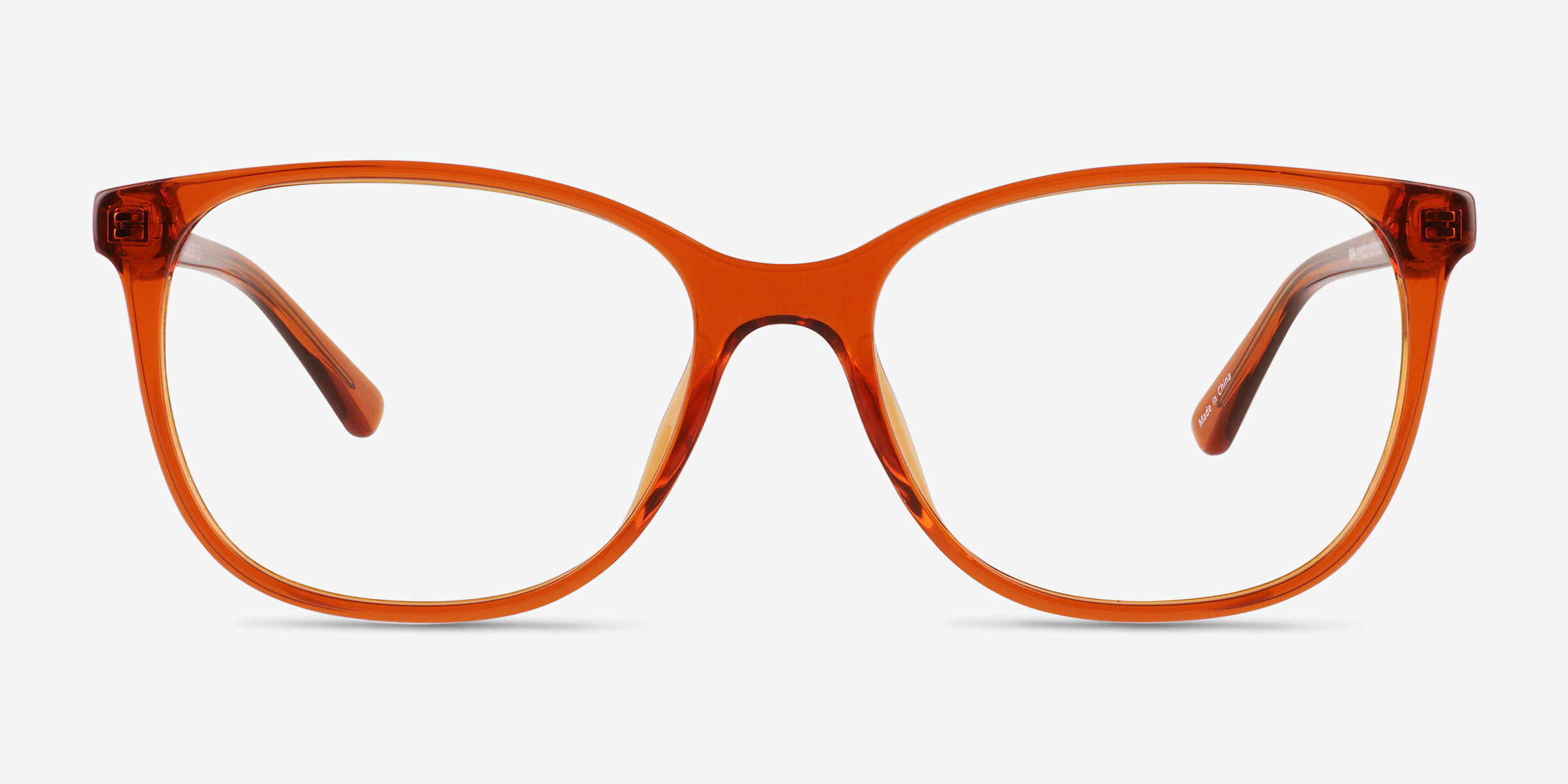 Kieran Clear Orange PlastiqueMontures de lunettes de vue d'EyeBuyDirect, Vue de Face