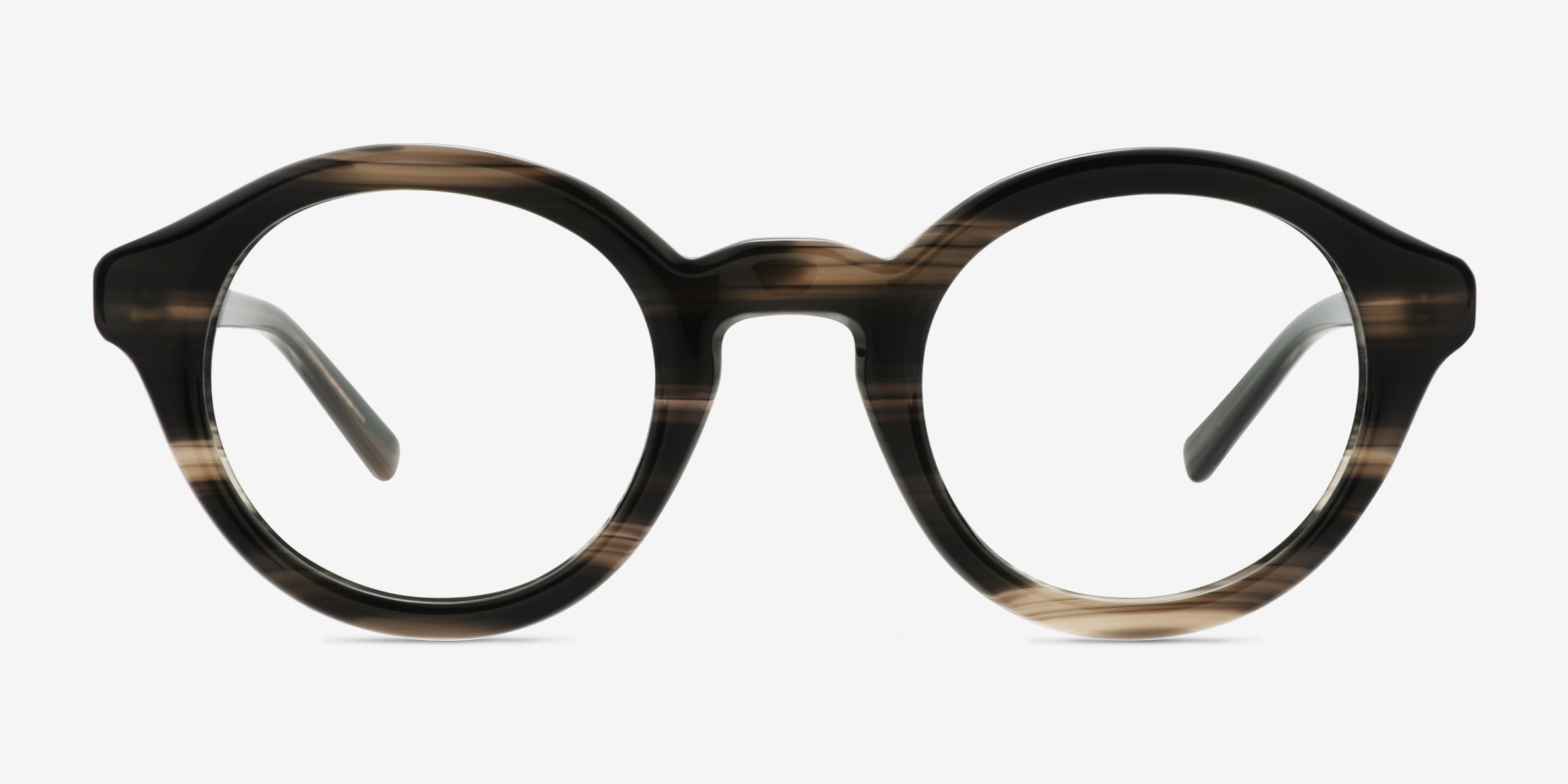 Miles Striped Brown Éco-responsableMontures de lunettes de vue d'EyeBuyDirect, Vue de Face