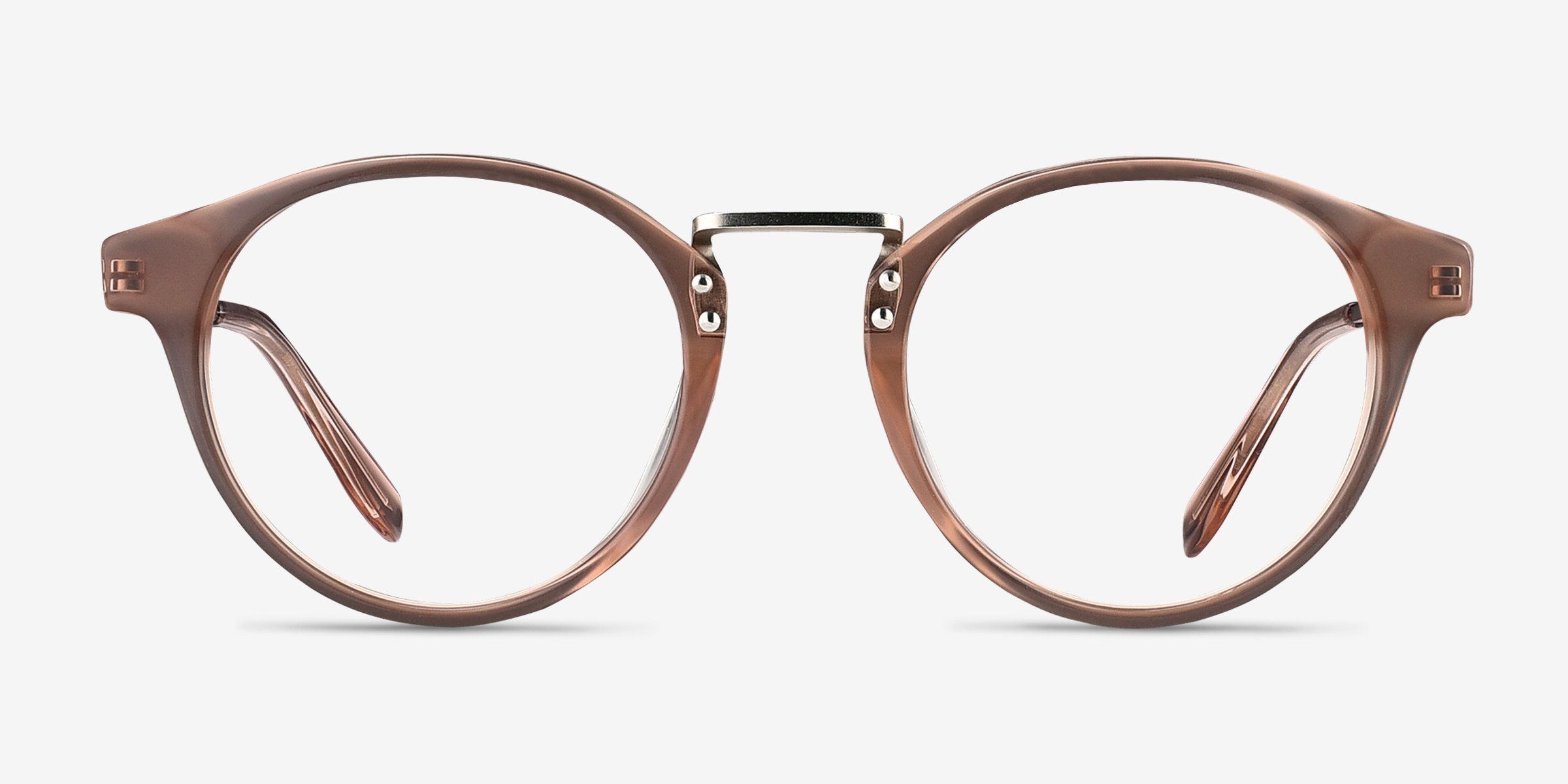 Get Lucky Brown & Silver Acetate-metalMontures de lunettes de vue d'EyeBuyDirect, Vue de Face