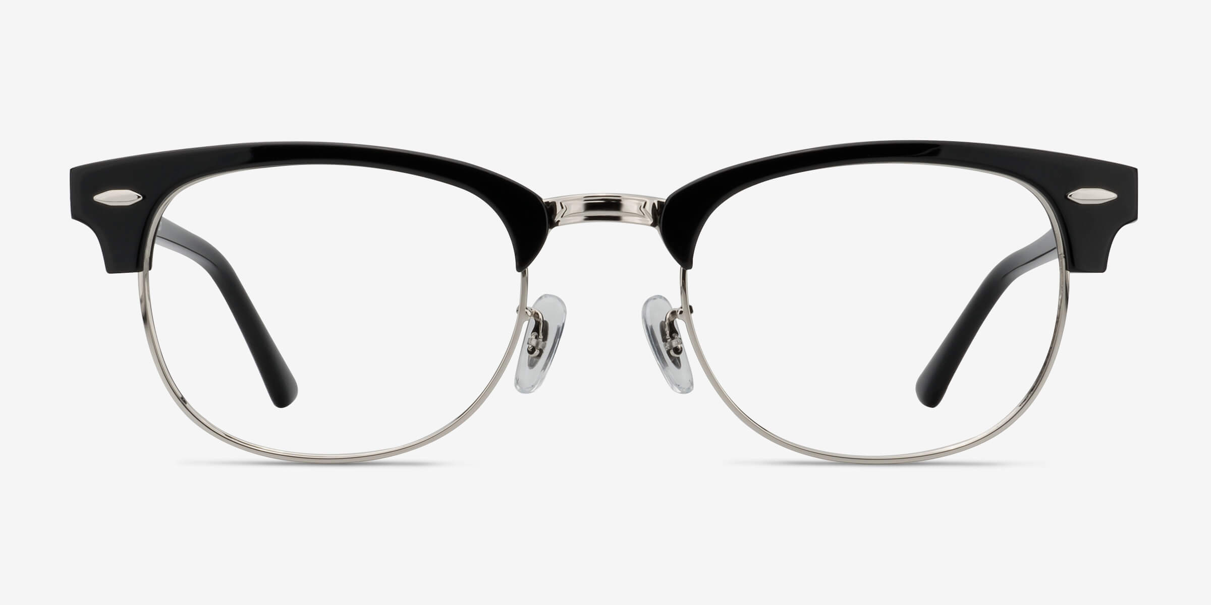 Sweet Janet Black Silver Acetate-metalMontures de lunettes de vue d'EyeBuyDirect, Vue de Face