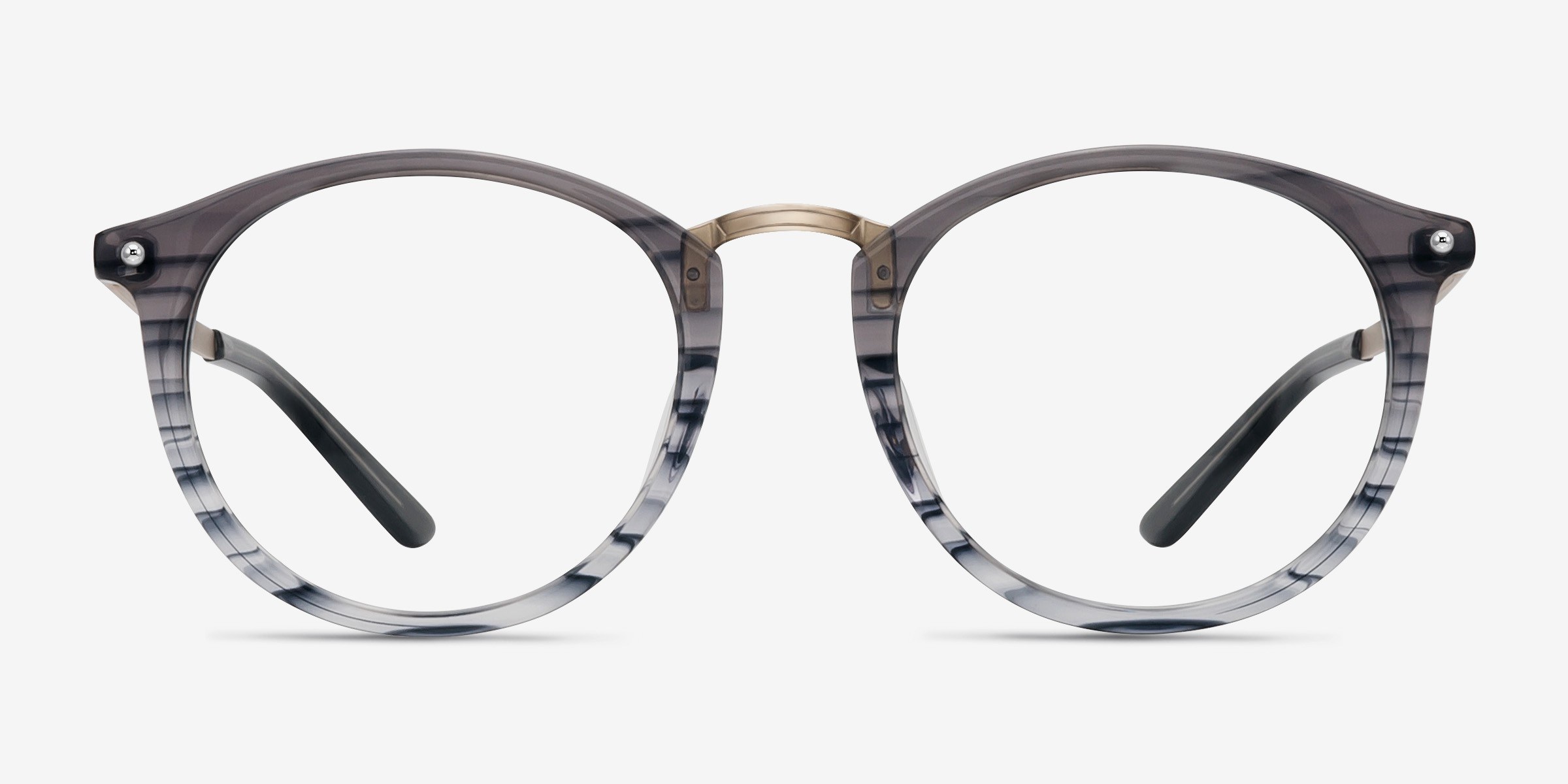 La Femme Gray Striped Acetate-metalMontures de lunettes de vue d'EyeBuyDirect, Vue de Face