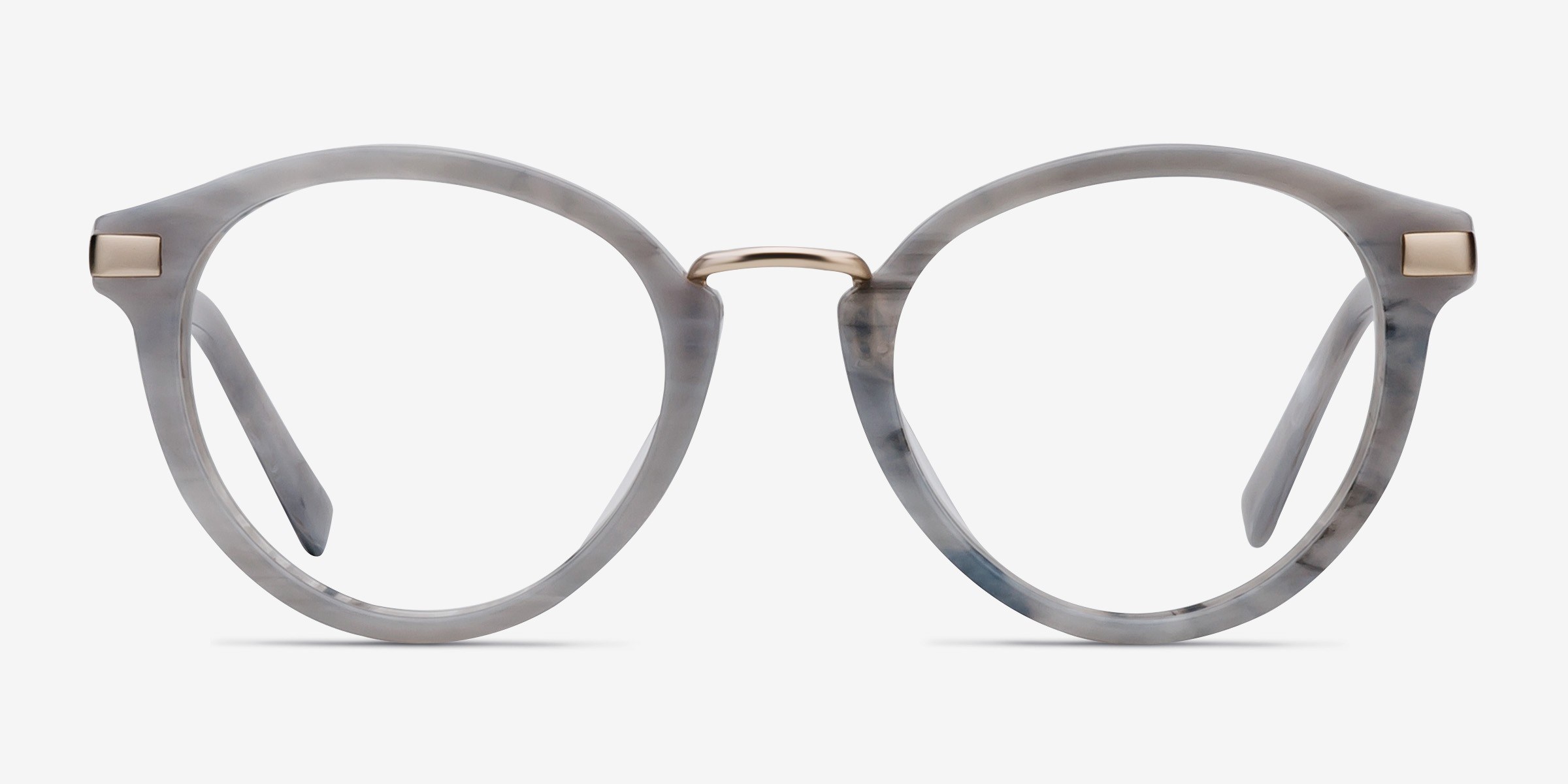 Yuke Light Gray Acetate-metalMontures de lunettes de vue d'EyeBuyDirect, Vue de Face