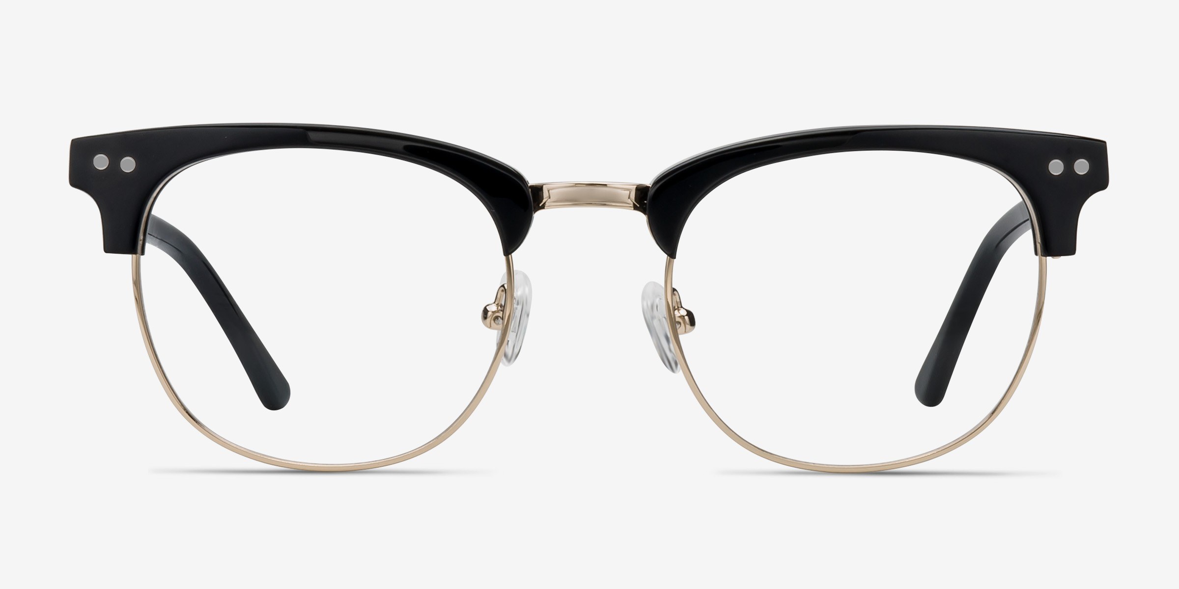 Borderline Noir Acetate-metalMontures de lunettes de vue d'EyeBuyDirect, Vue de Face
