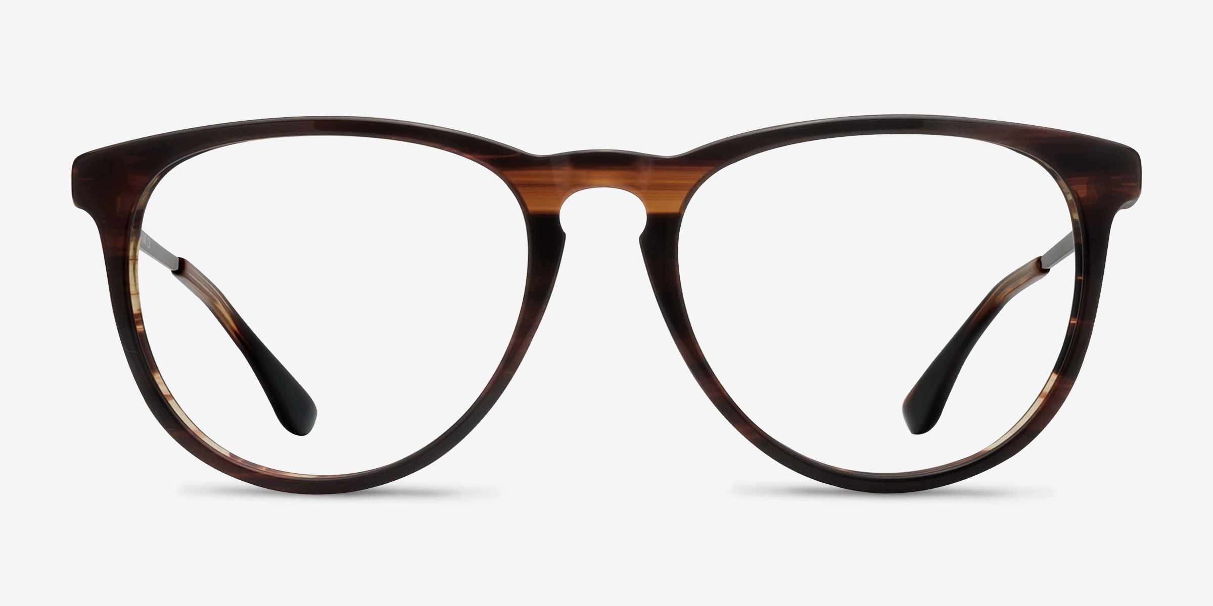 Ultraviolet Brown Striped Acetate-metalMontures de lunettes de vue d'EyeBuyDirect, Vue de Face