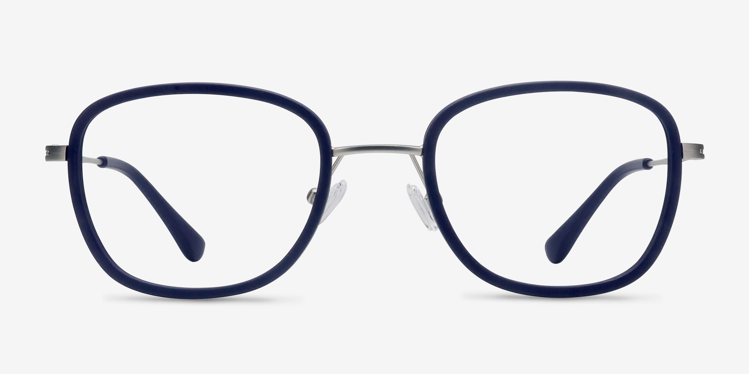 Trapeze Matte Navy AcétateMontures de lunettes de vue d'EyeBuyDirect, Vue de Face