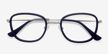 Matte Navy Trapeze -  Designer Acetate Eyeglasses