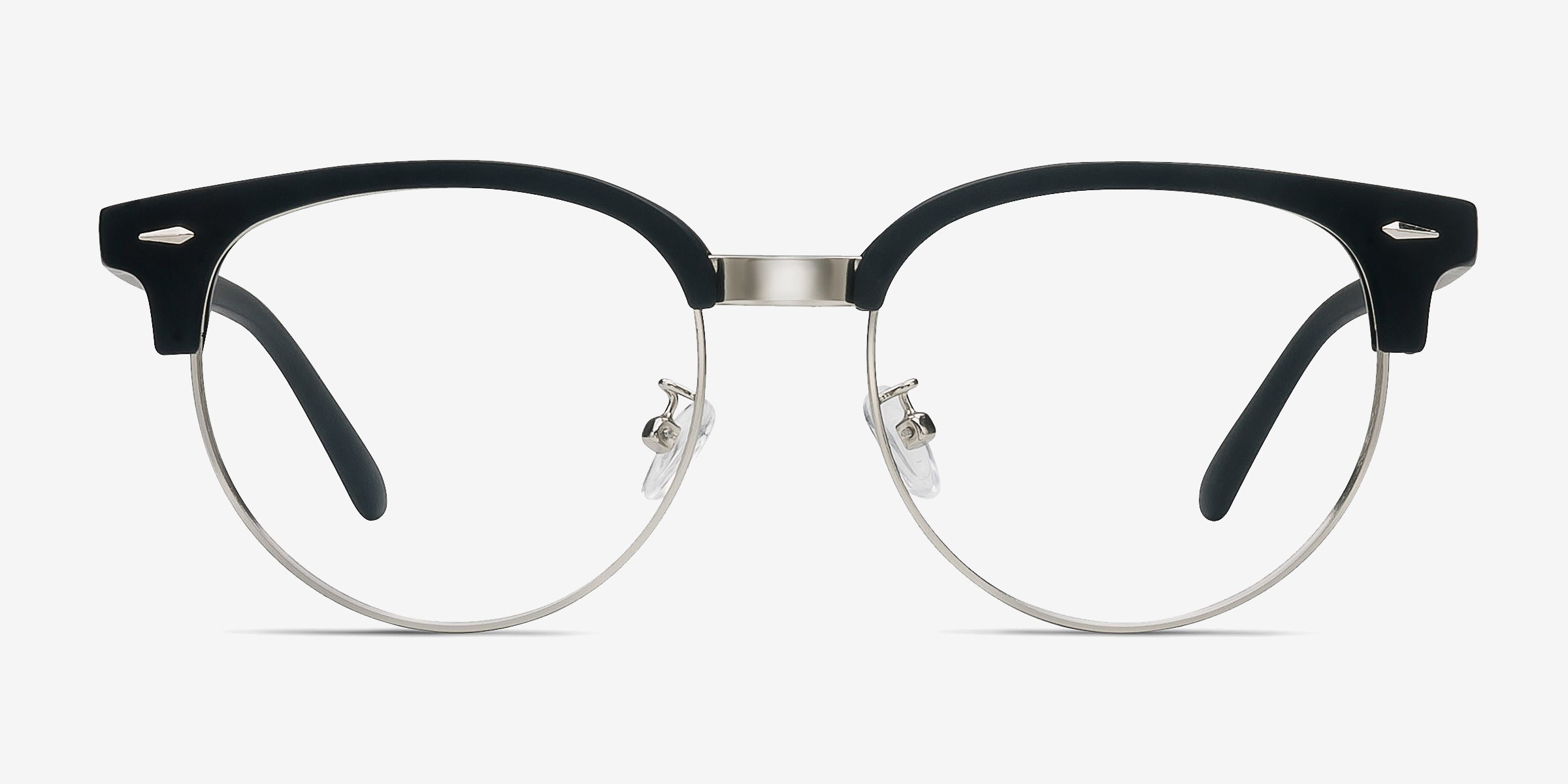 Narita Matte Black Plastic-metalMontures de lunettes de vue d'EyeBuyDirect, Vue de Face
