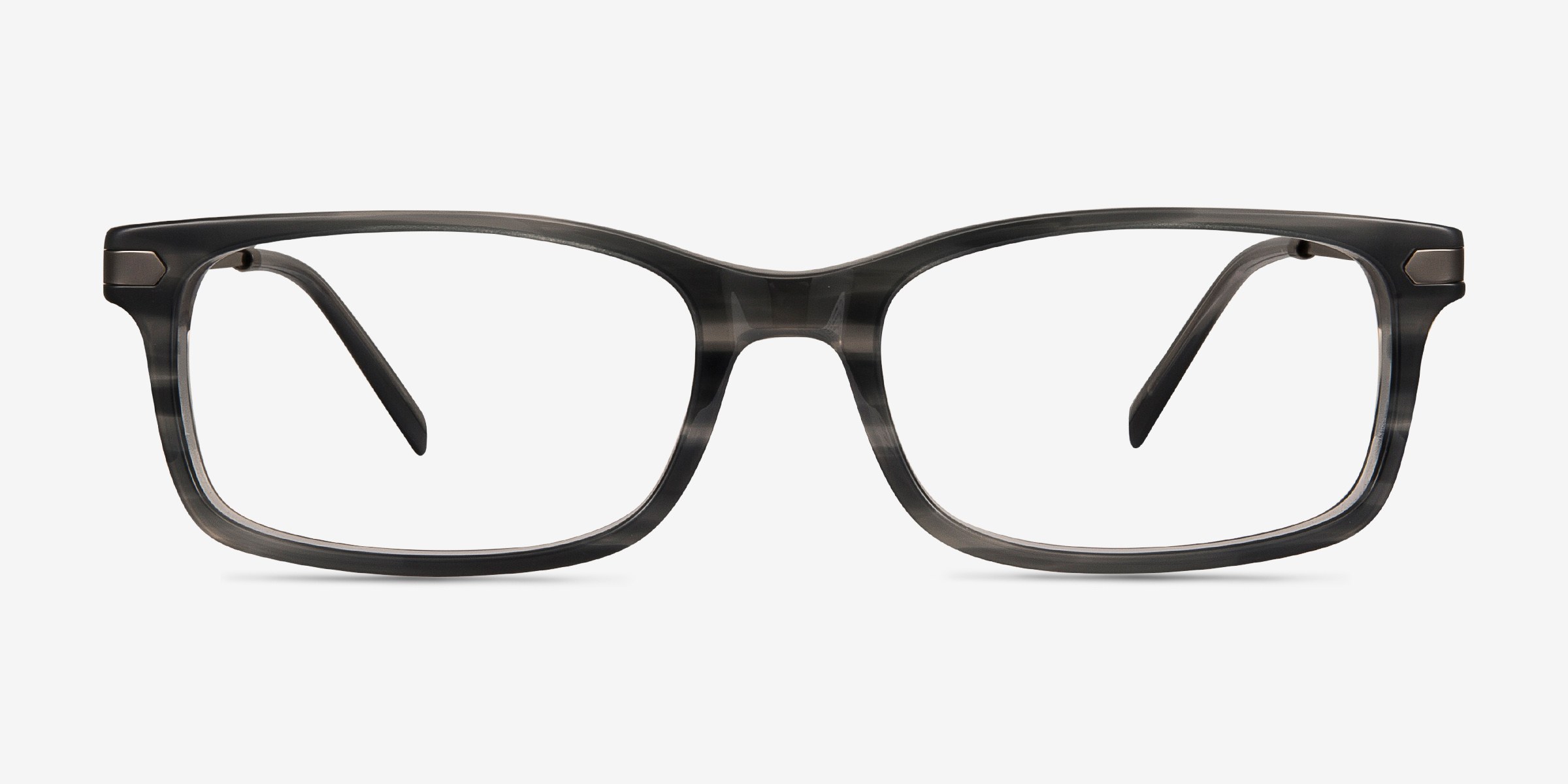 Requiem Gray Striped Acetate-metalMontures de lunettes de vue d'EyeBuyDirect, Vue de Face