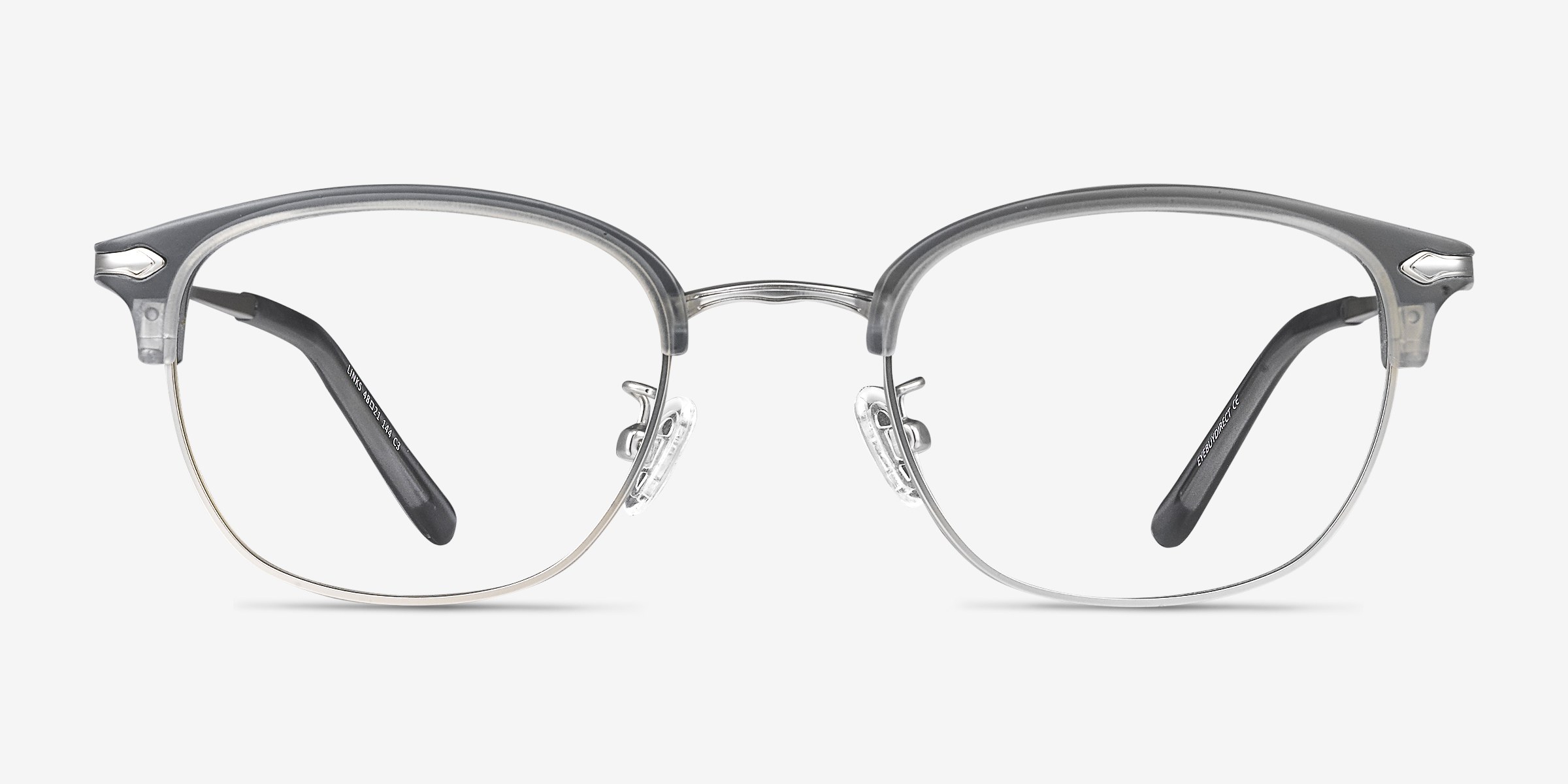 Links Matte Gray PlastiqueMontures de lunettes de vue d'EyeBuyDirect, Vue de Face