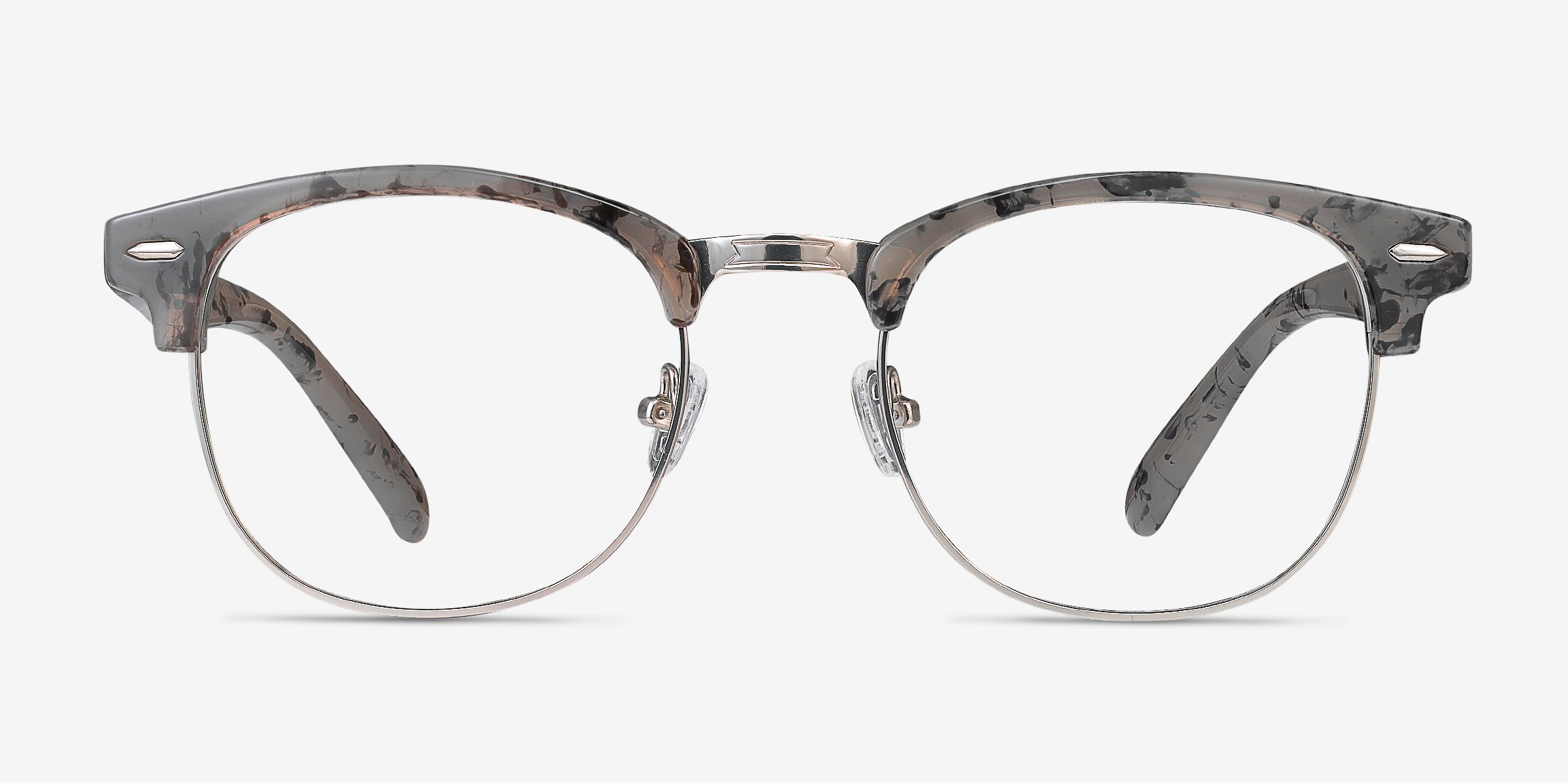 Roots Speckled Gray Plastic-metalMontures de lunettes de vue d'EyeBuyDirect, Vue de Face