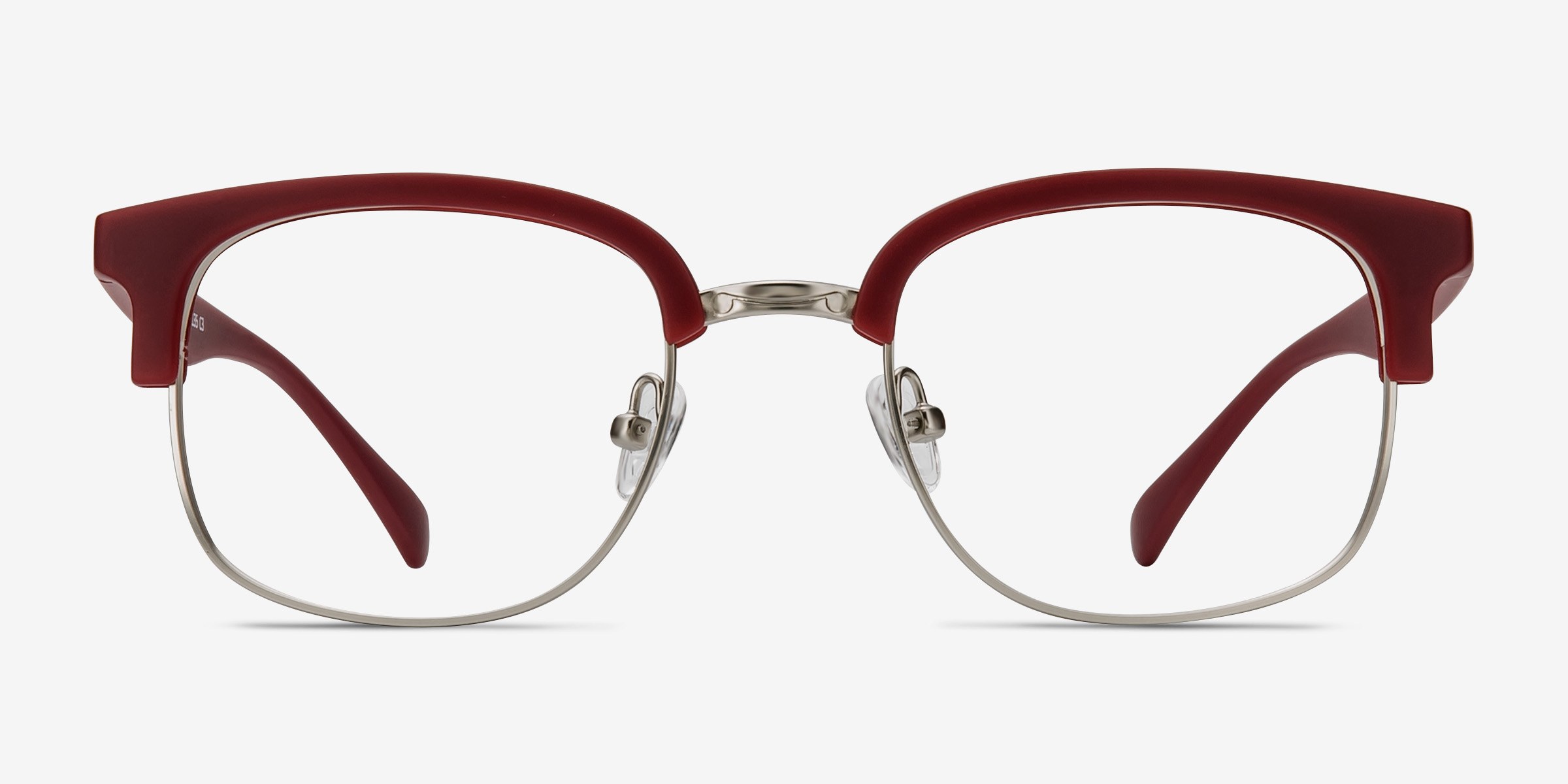 Yokote Matte Burgundy Plastic-metalMontures de lunettes de vue d'EyeBuyDirect, Vue de Face