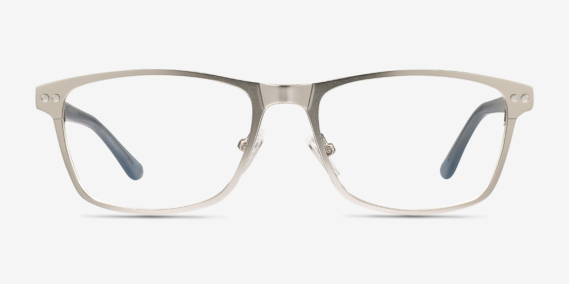 Comity Argenté Acetate-metalMontures de lunettes de vue d'EyeBuyDirect, Vue de Face