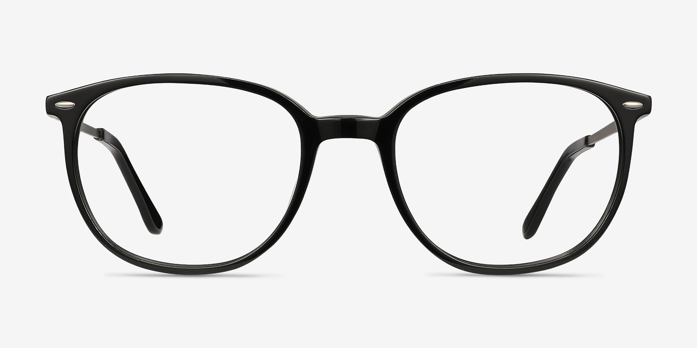 Eros Noir Acetate-metalMontures de lunettes de vue d'EyeBuyDirect, Vue de Face