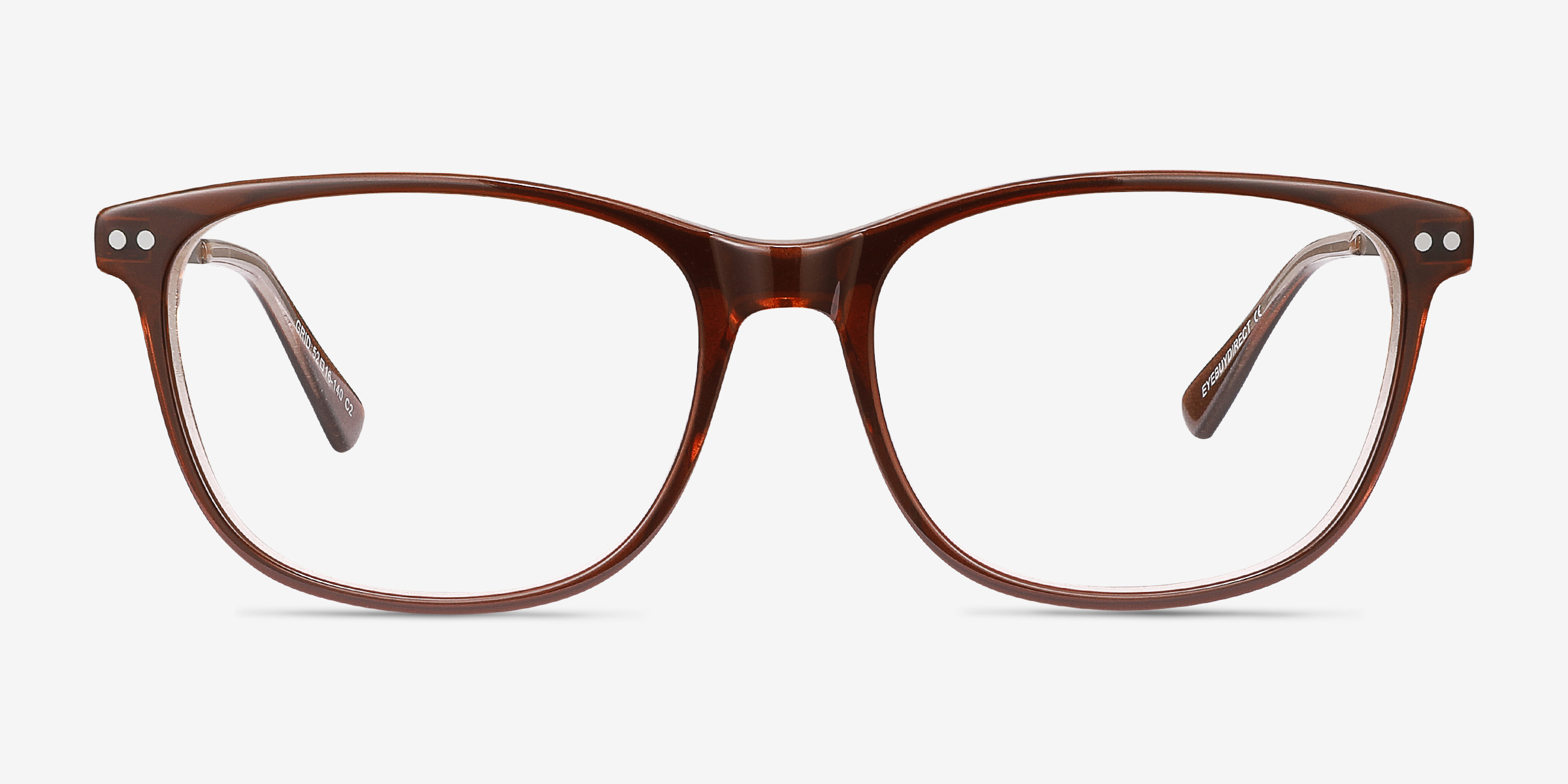 Grid Brun Acetate-metalMontures de lunettes de vue d'EyeBuyDirect, Vue de Face