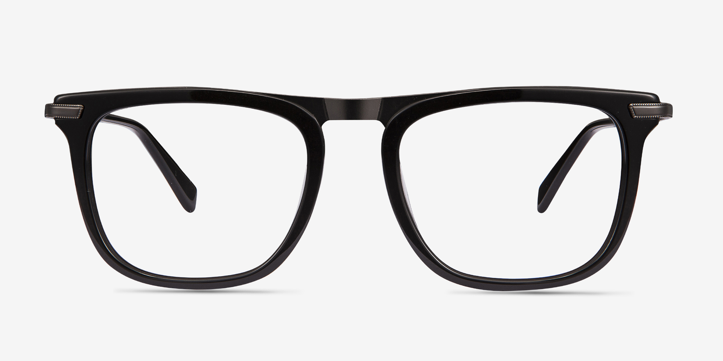Kompa Noir Acetate-metalMontures de lunettes de vue d'EyeBuyDirect, Vue de Face