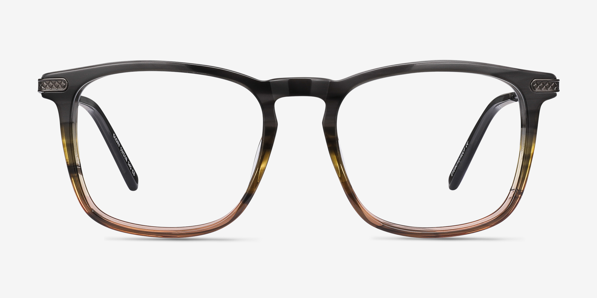 Glory Gray Striped Acetate-metalMontures de lunettes de vue d'EyeBuyDirect, Vue de Face