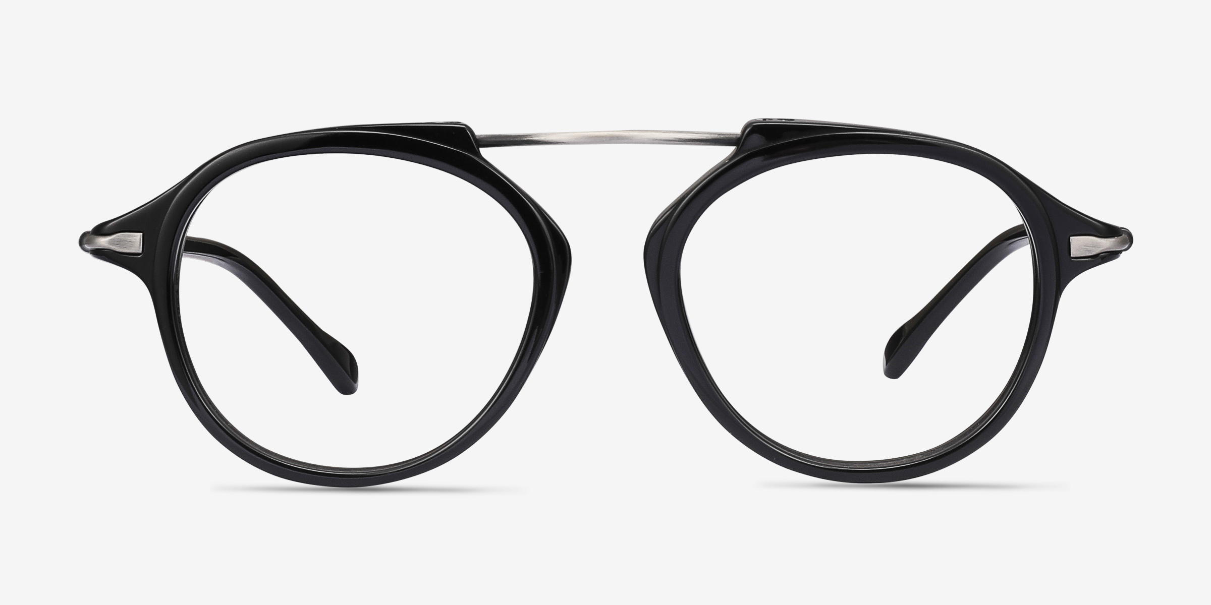 Terminal One Black Gunmetal Acetate-metalMontures de lunettes de vue d'EyeBuyDirect, Vue de Face