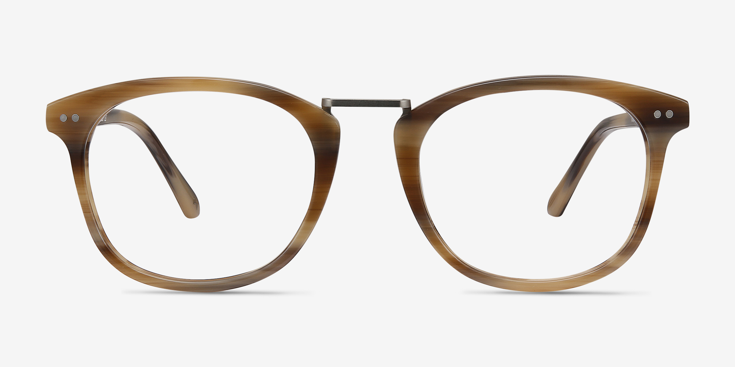 Era Brown Striped Acetate-metalMontures de lunettes de vue d'EyeBuyDirect, Vue de Face