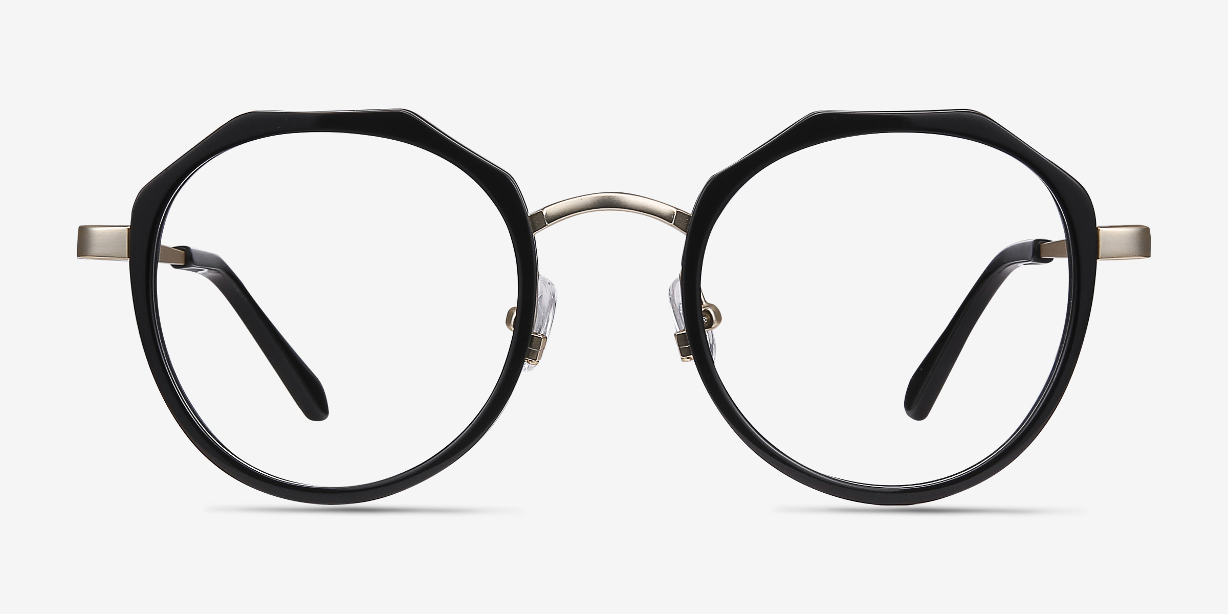 Accent Noir Acetate-metalMontures de lunettes de vue d'EyeBuyDirect, Vue de Face