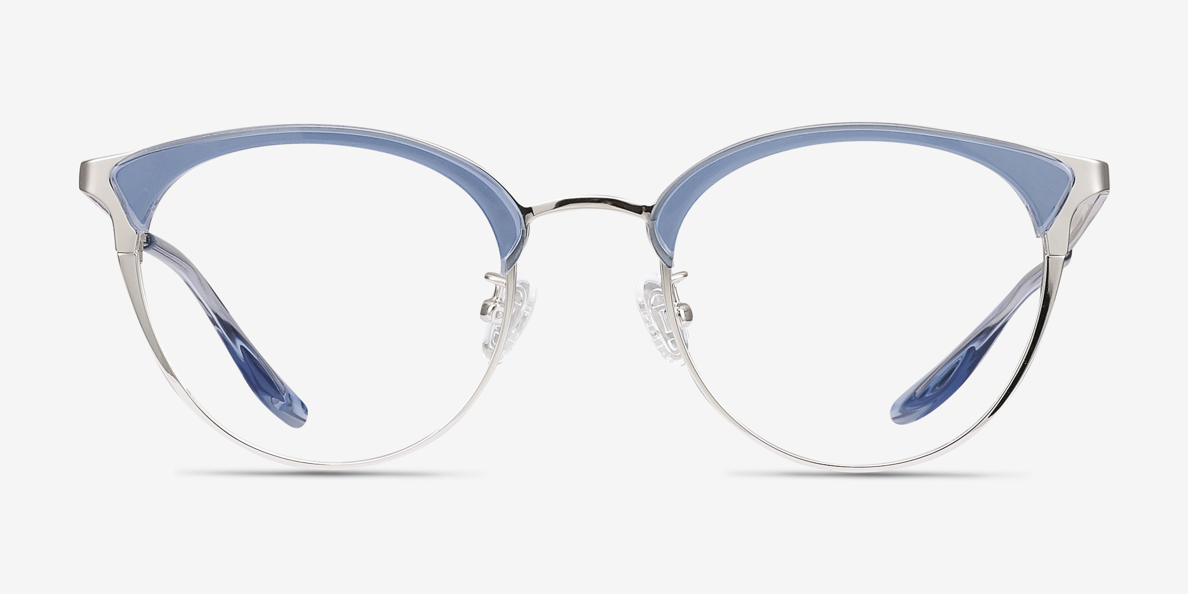 Bouquet Blue Silver Acetate-metalMontures de lunettes de vue d'EyeBuyDirect, Vue de Face