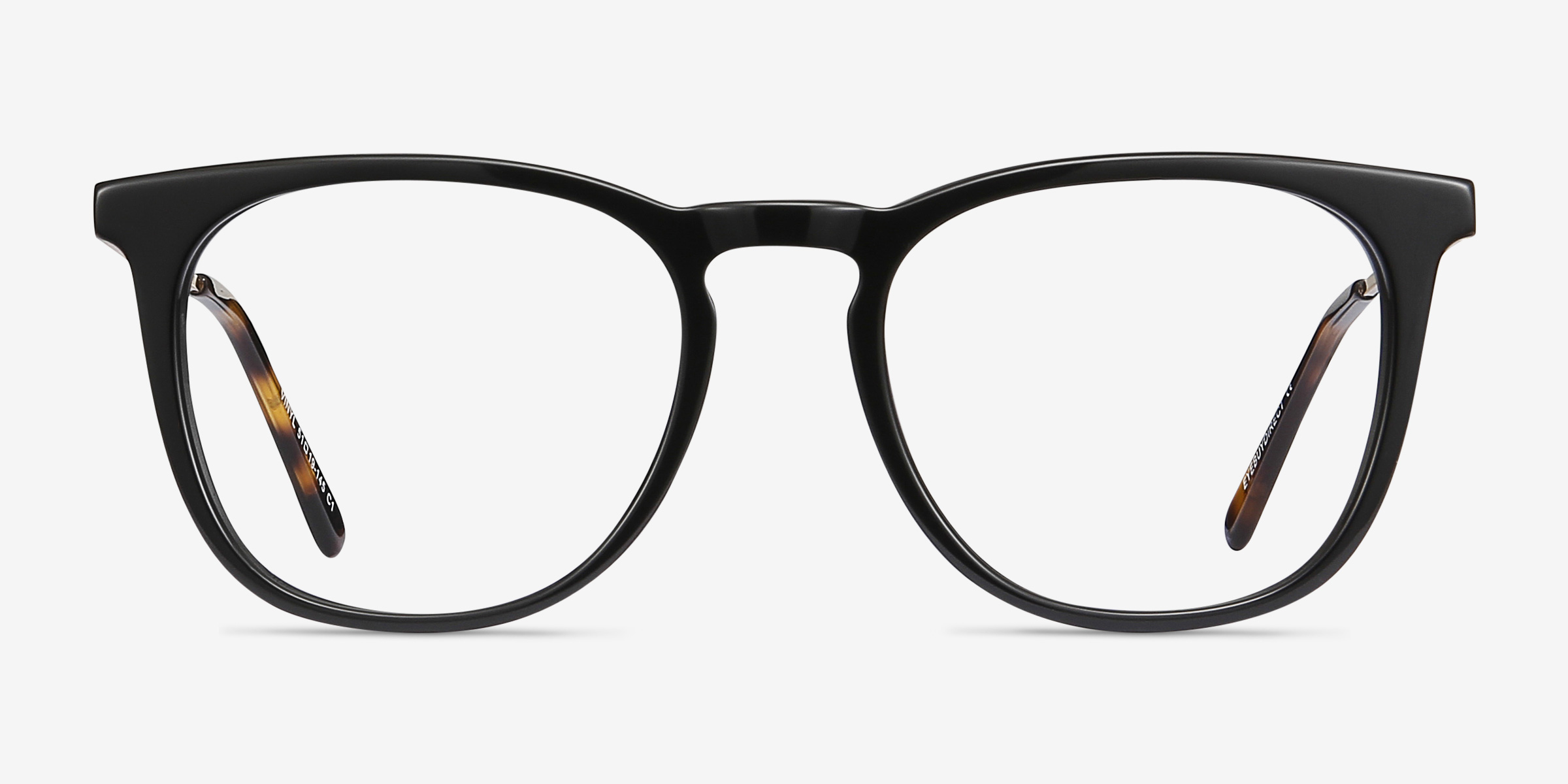 Vinyl Noir Acetate-metalMontures de lunettes de vue d'EyeBuyDirect, Vue de Face