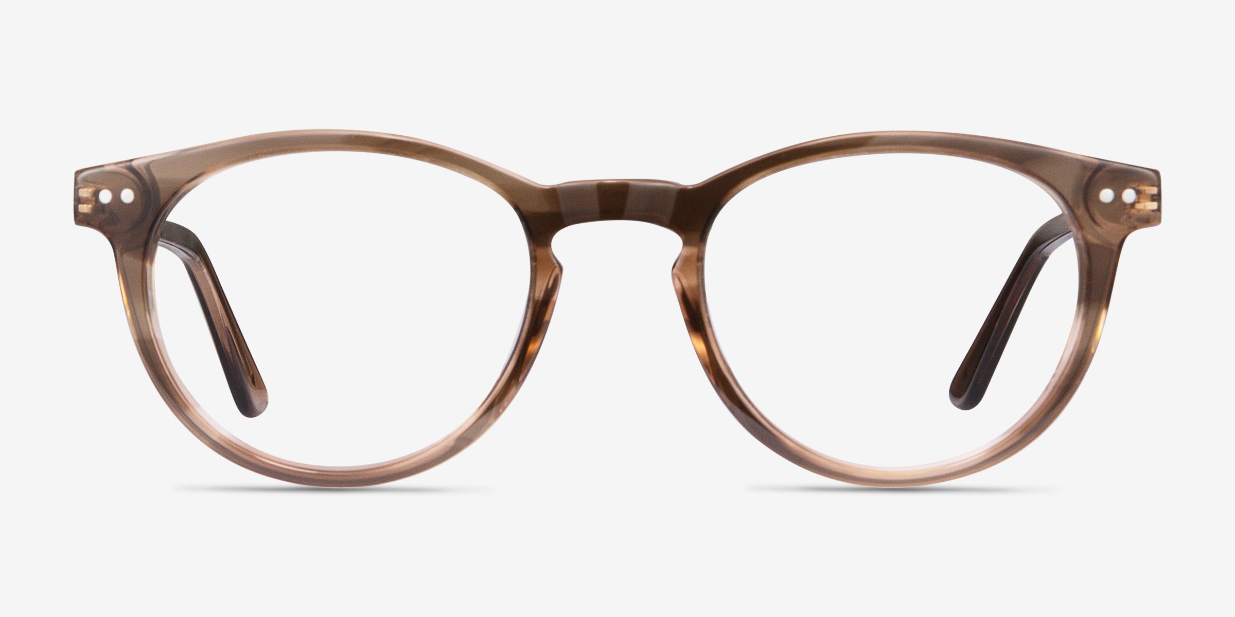 Traveller Brown Striped Acetate-metalMontures de lunettes de vue d'EyeBuyDirect, Vue de Face