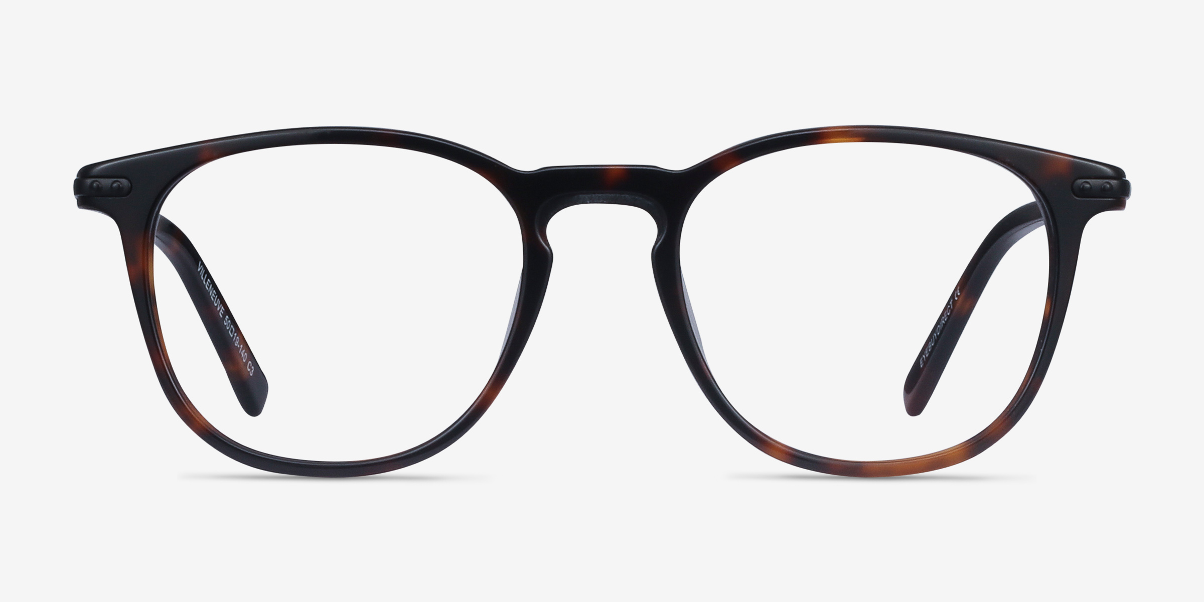 Villeneuve Écaille Noire Acetate-metalMontures de lunettes de vue d'EyeBuyDirect, Vue de Face