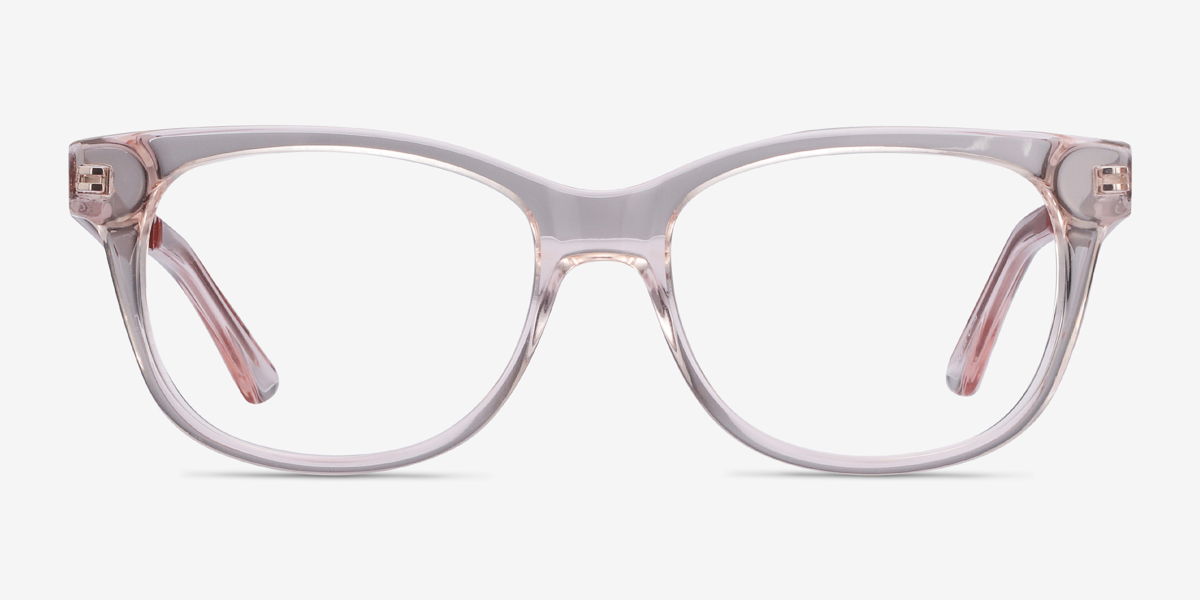 Story Clear Pink Acetate-metalMontures de lunettes de vue d'EyeBuyDirect, Vue de Face