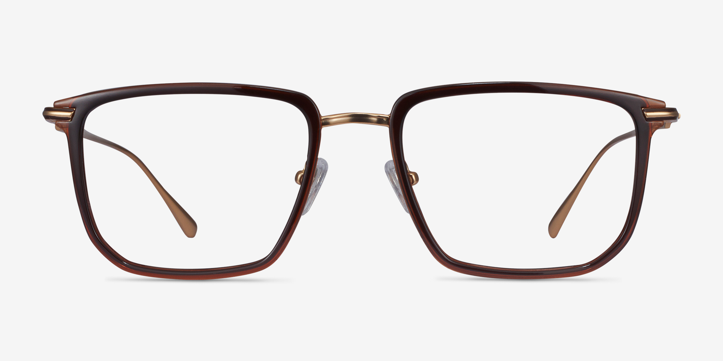 Glimpse Brown Gold Acetate-metalMontures de lunettes de vue d'EyeBuyDirect, Vue de Face