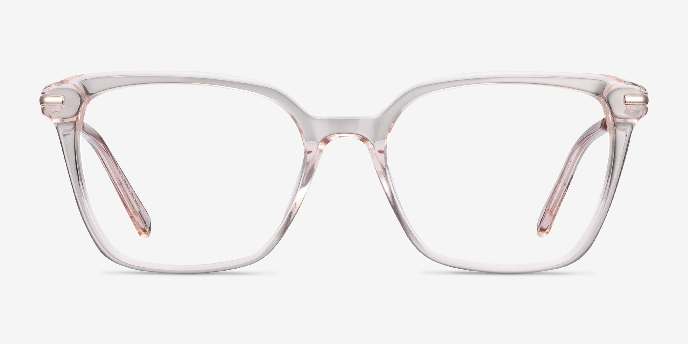 Dearly Clear Beige Acetate-metalMontures de lunettes de vue d'EyeBuyDirect, Vue de Face