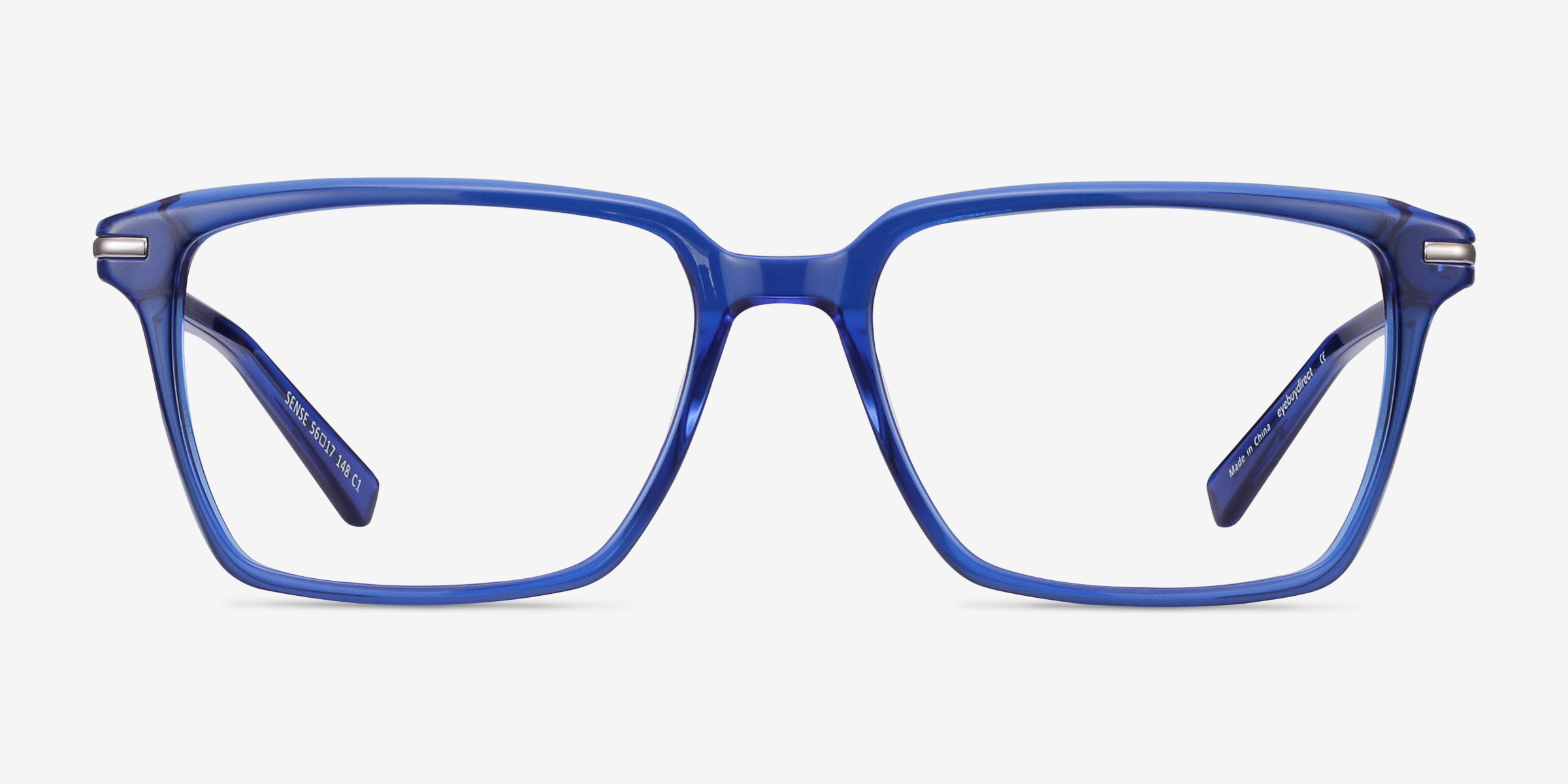 Sense Bleu Acetate-metalMontures de lunettes de vue d'EyeBuyDirect, Vue de Face