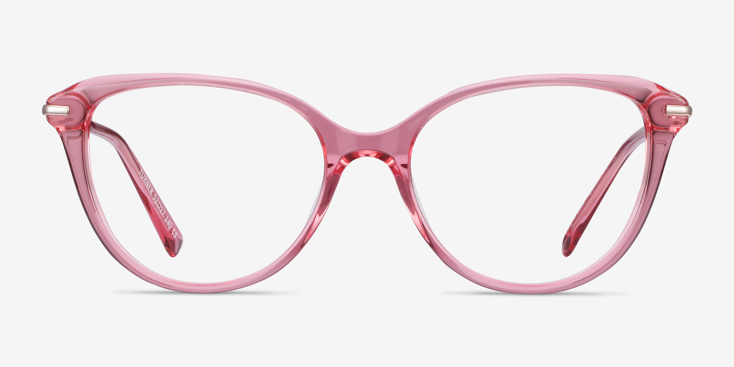 Turner Clear Pink Acetate-metalMontures de lunettes de vue d'EyeBuyDirect, Vue de Face