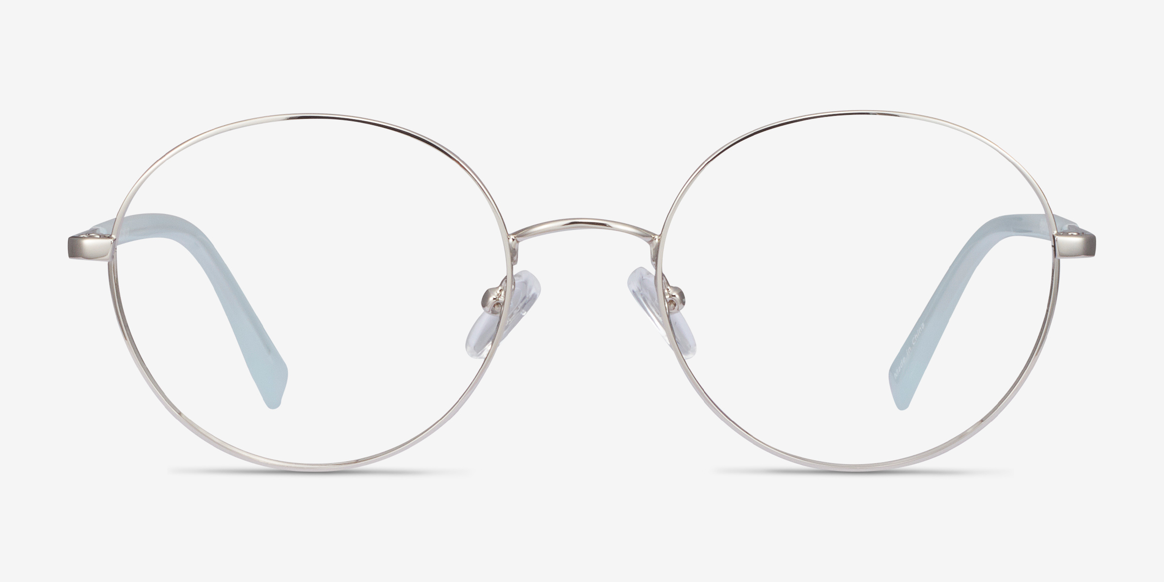 Thea Argenté Acetate-metalMontures de lunettes de vue d'EyeBuyDirect, Vue de Face