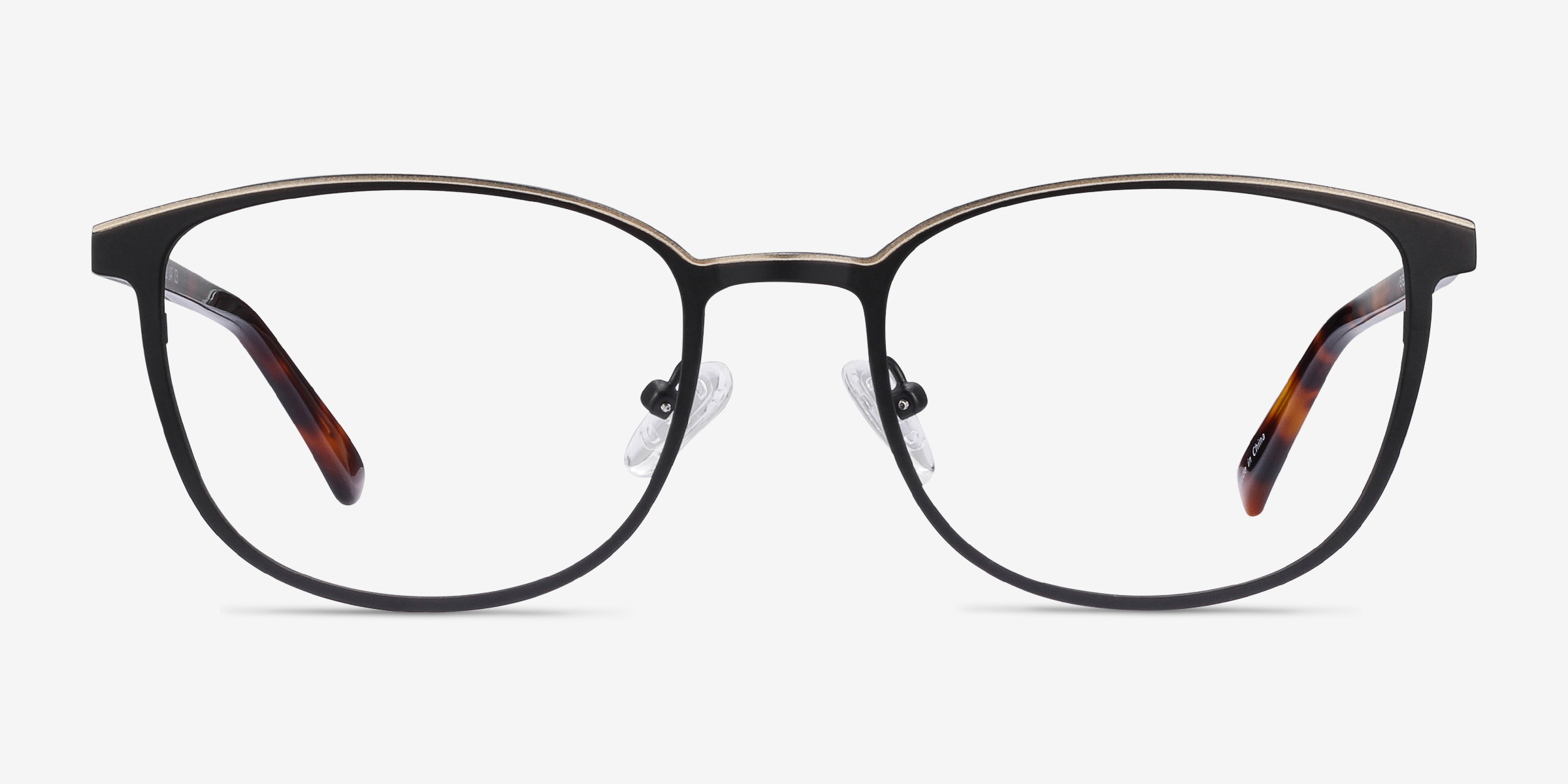 Guide Black & Tortoise Acetate-metalMontures de lunettes de vue d'EyeBuyDirect, Vue de Face
