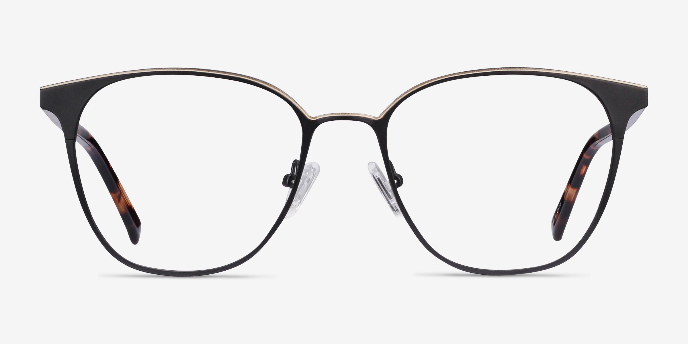 Azimut Noir Acetate-metalMontures de lunettes de vue d'EyeBuyDirect, Vue de Face
