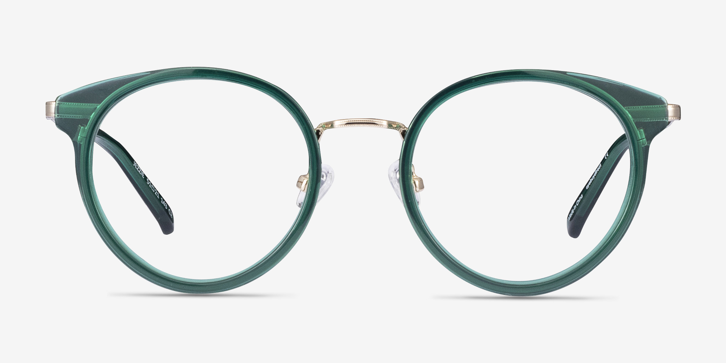 Jezzie Emerald Green & Gold Acetate-metalMontures de lunettes de vue d'EyeBuyDirect, Vue de Face