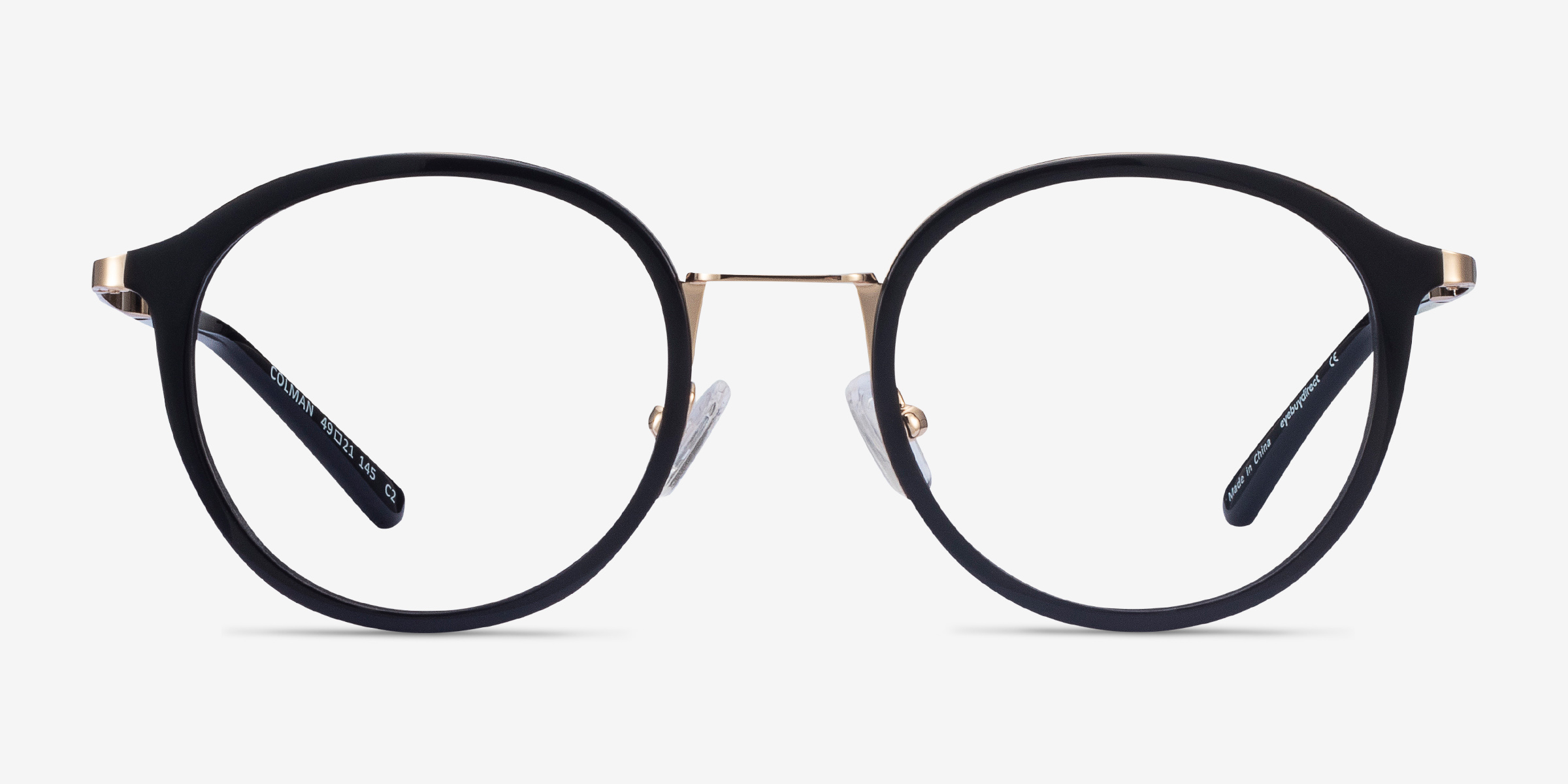 Colman Noir Acetate-metalMontures de lunettes de vue d'EyeBuyDirect, Vue de Face