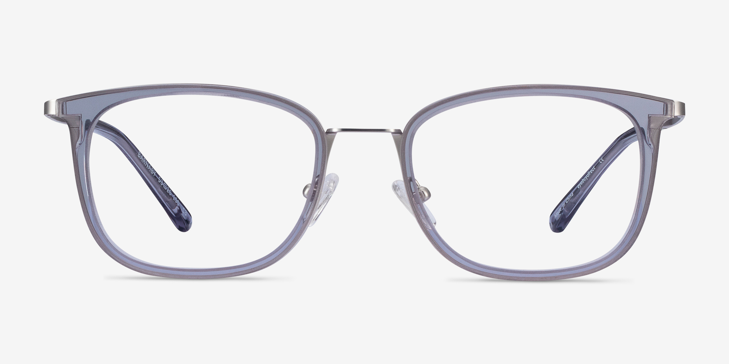 Barnaby Gris Acetate-metalMontures de lunettes de vue d'EyeBuyDirect, Vue de Face