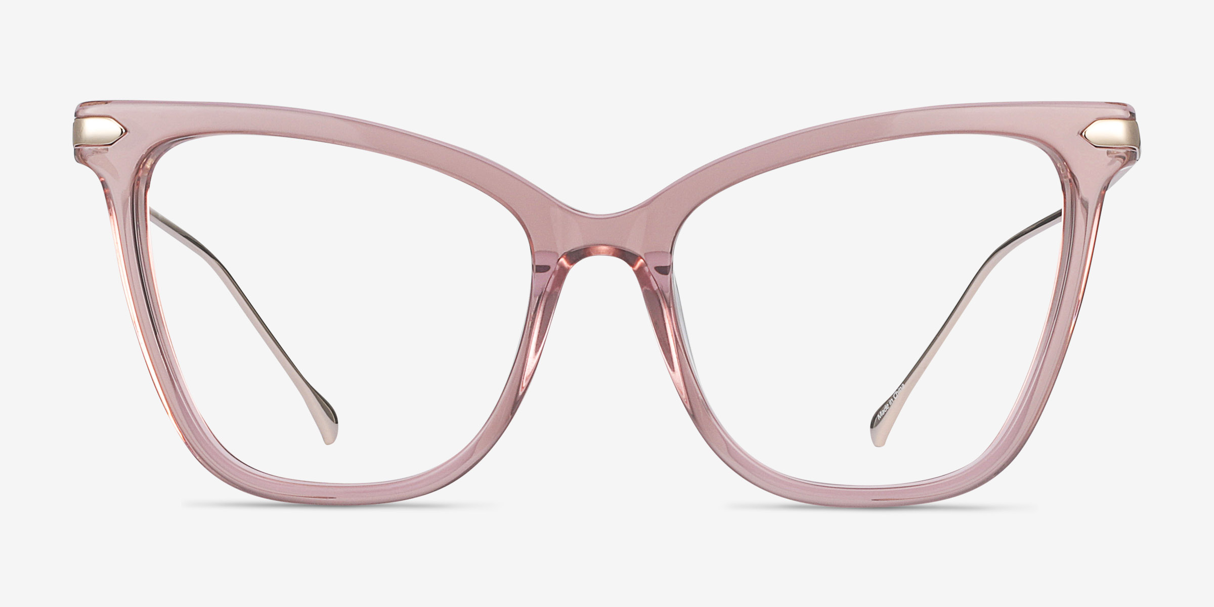 Domy Clear Pink Acetate-metalMontures de lunettes de vue d'EyeBuyDirect, Vue de Face