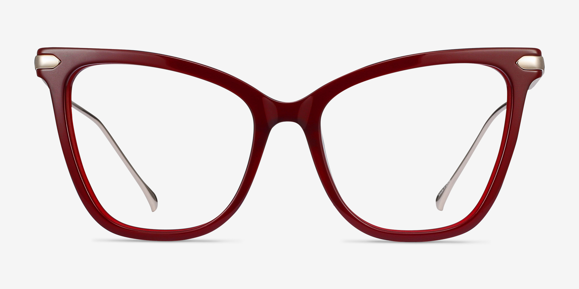 Domy Burgundy Acetate-metalMontures de lunettes de vue d'EyeBuyDirect, Vue de Face