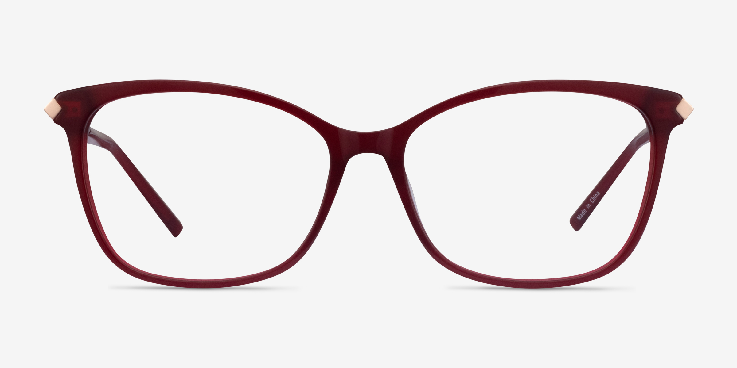 Ashley Burgundy Acetate-metalMontures de lunettes de vue d'EyeBuyDirect, Vue de Face