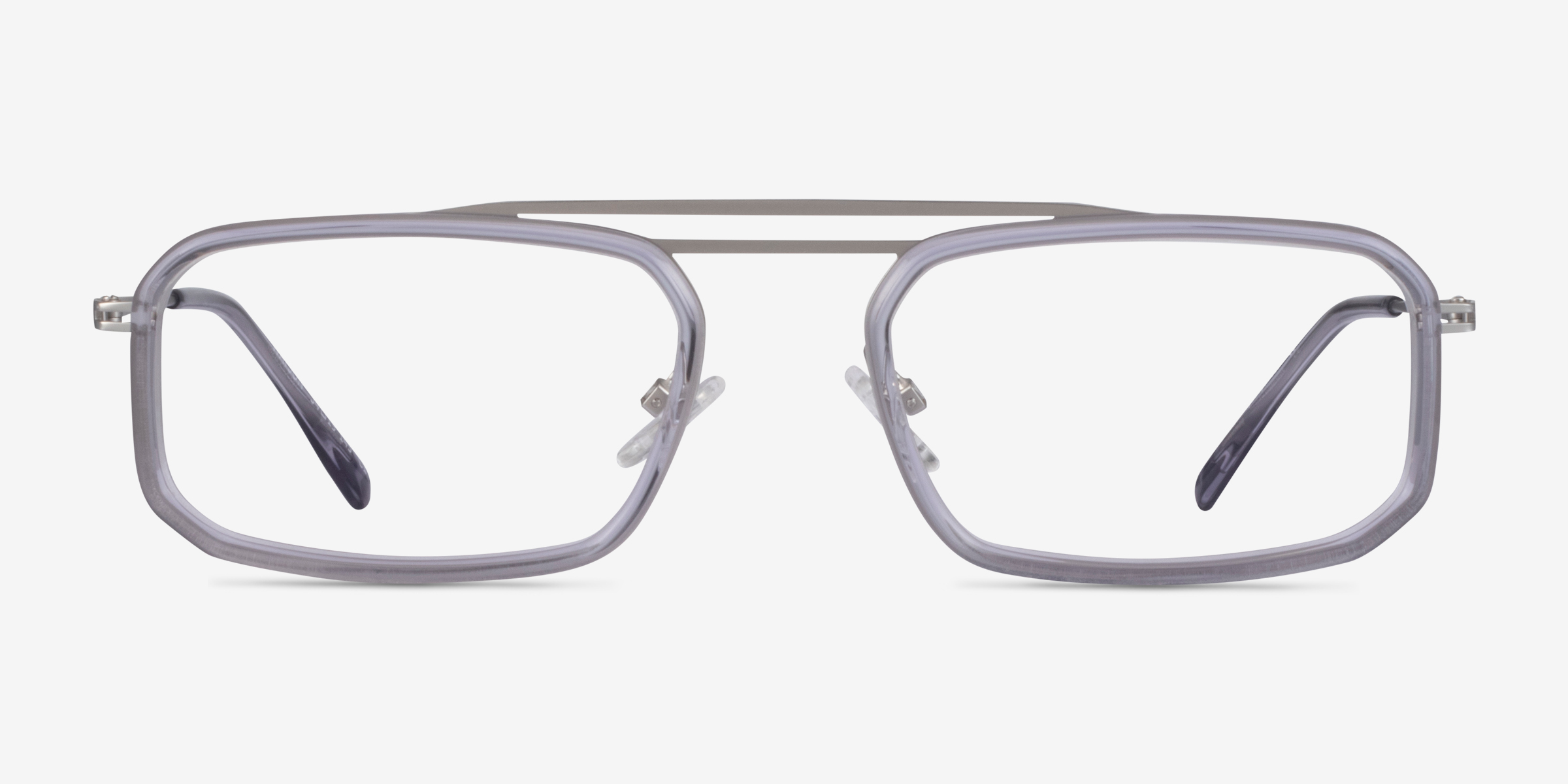 Watson Clear Gray Silver MétalMontures de lunettes de vue d'EyeBuyDirect, Vue de Face