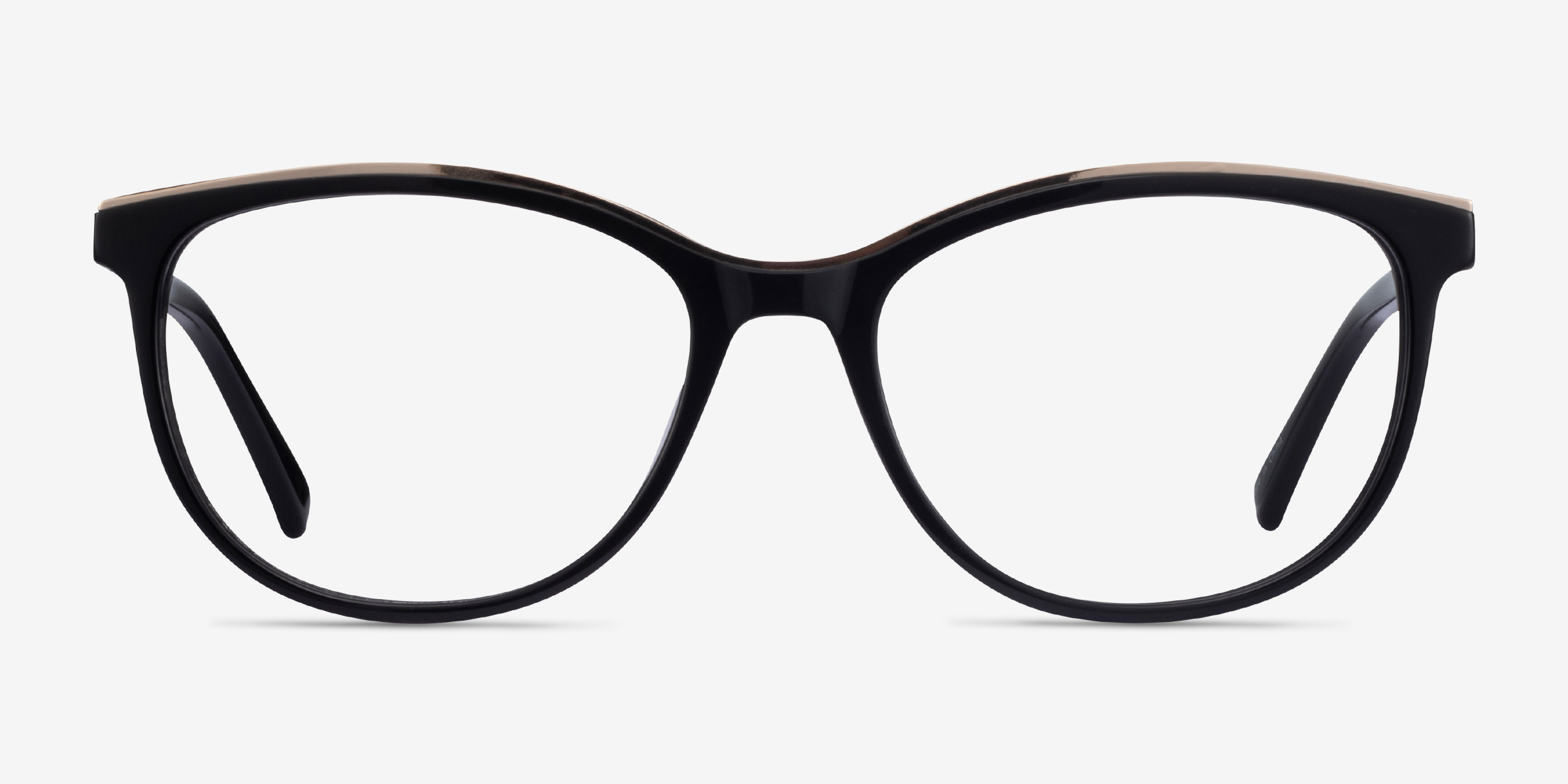 Glam Noir Acetate-metalMontures de lunettes de vue d'EyeBuyDirect, Vue de Face