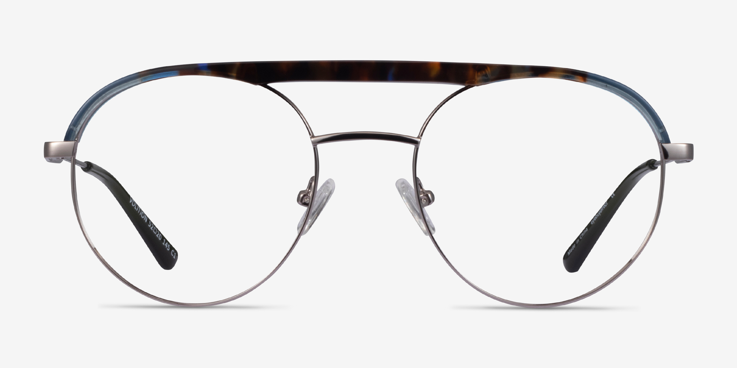 Volition Gunmetal & Tortoise Acetate-metalMontures de lunettes de vue d'EyeBuyDirect, Vue de Face
