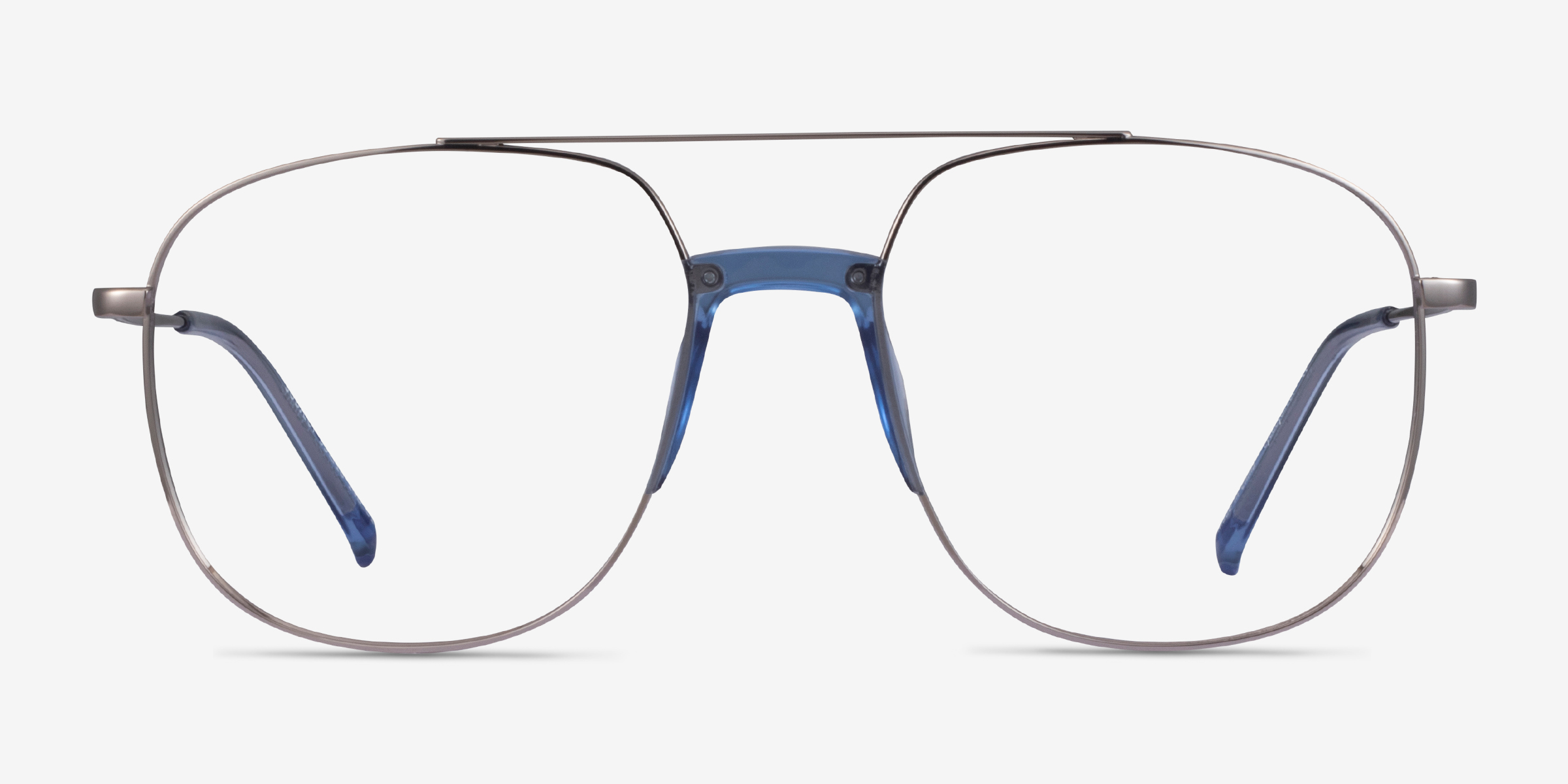 Subject Silver & Clear Blue Acetate-metalMontures de lunettes de vue d'EyeBuyDirect, Vue de Face