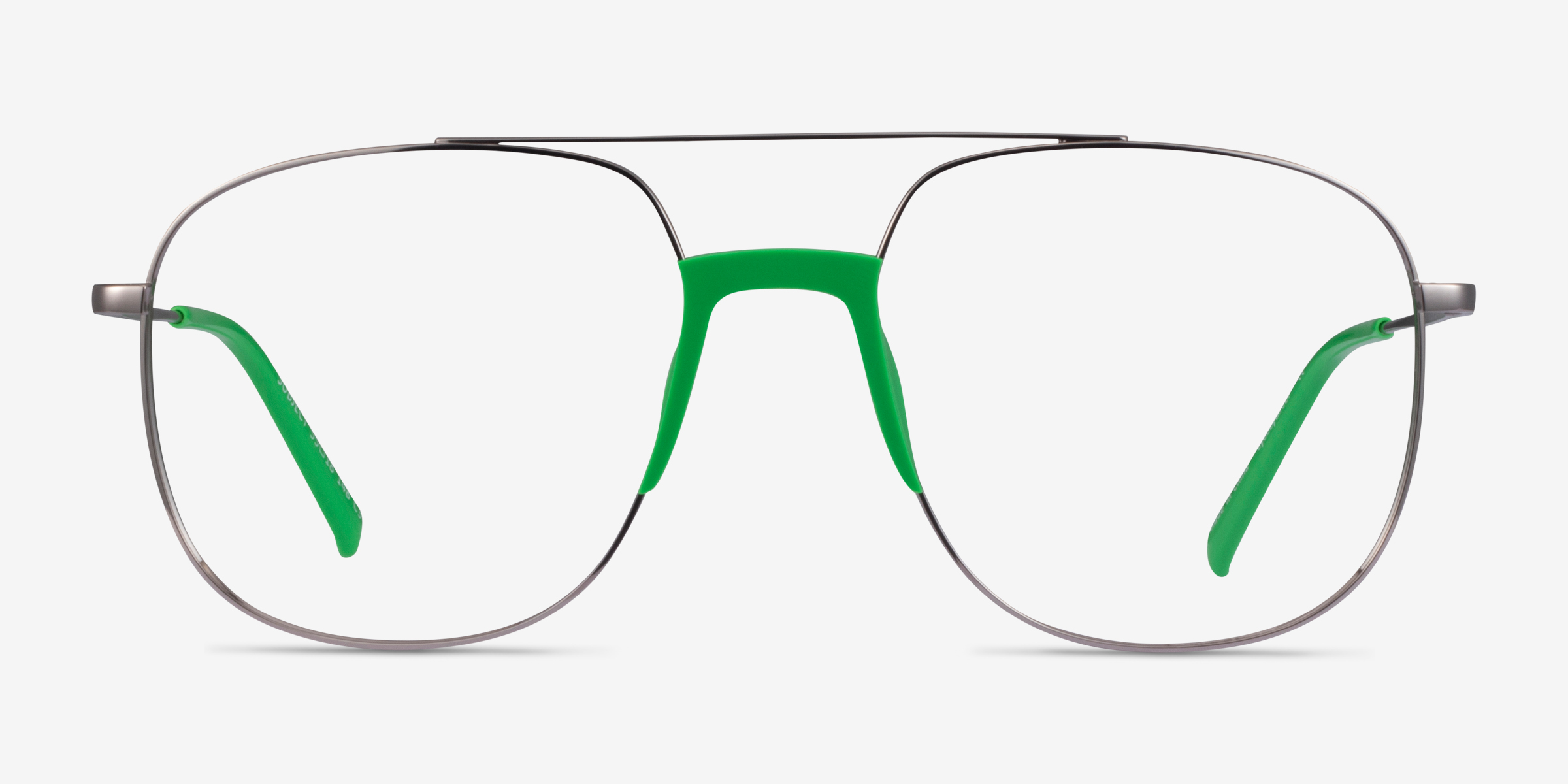 Subject Gunmetal & Green Acetate-metalMontures de lunettes de vue d'EyeBuyDirect, Vue de Face