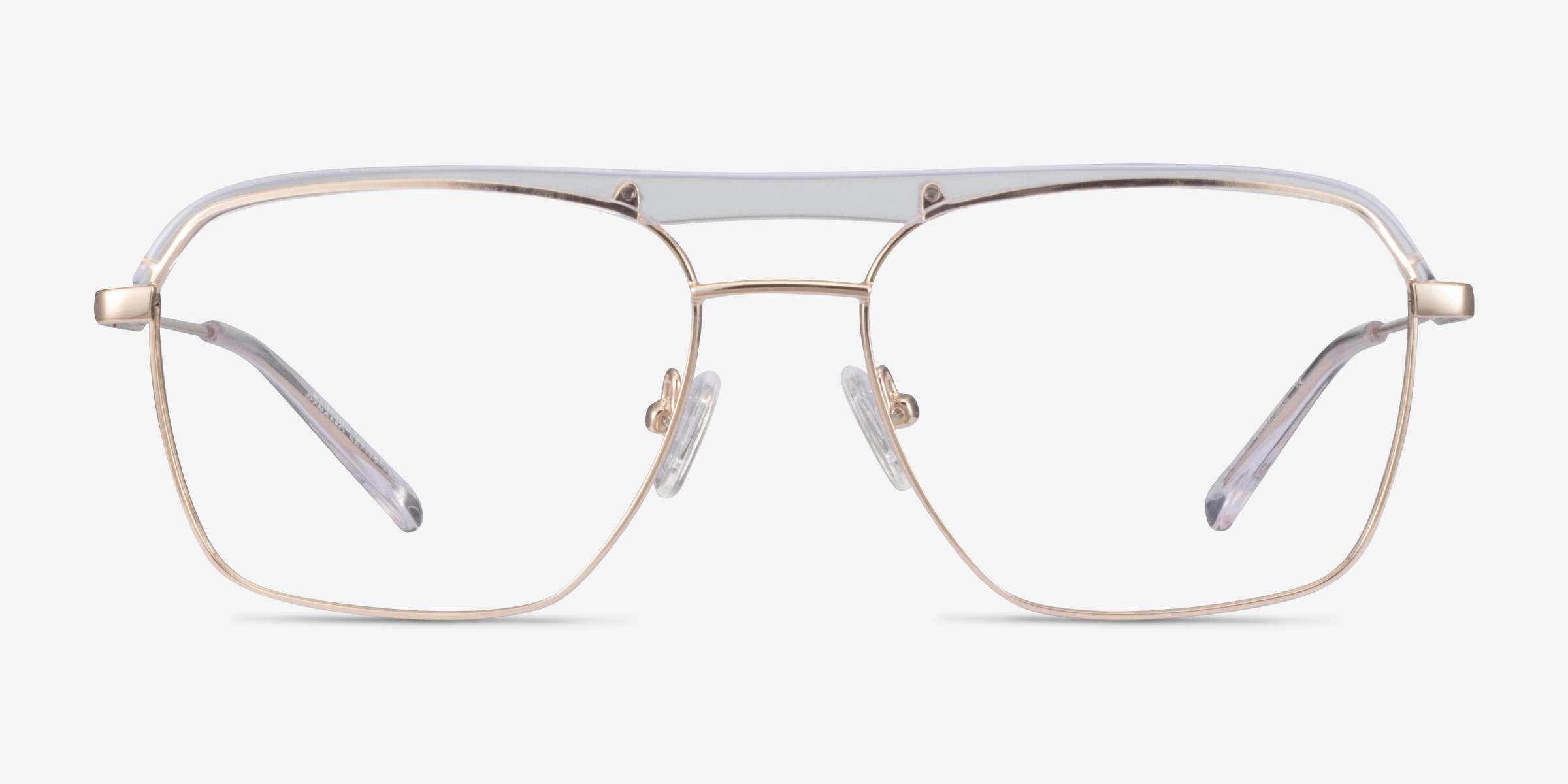 Dynamo Clear & Gold Acetate-metalMontures de lunettes de vue d'EyeBuyDirect, Vue de Face